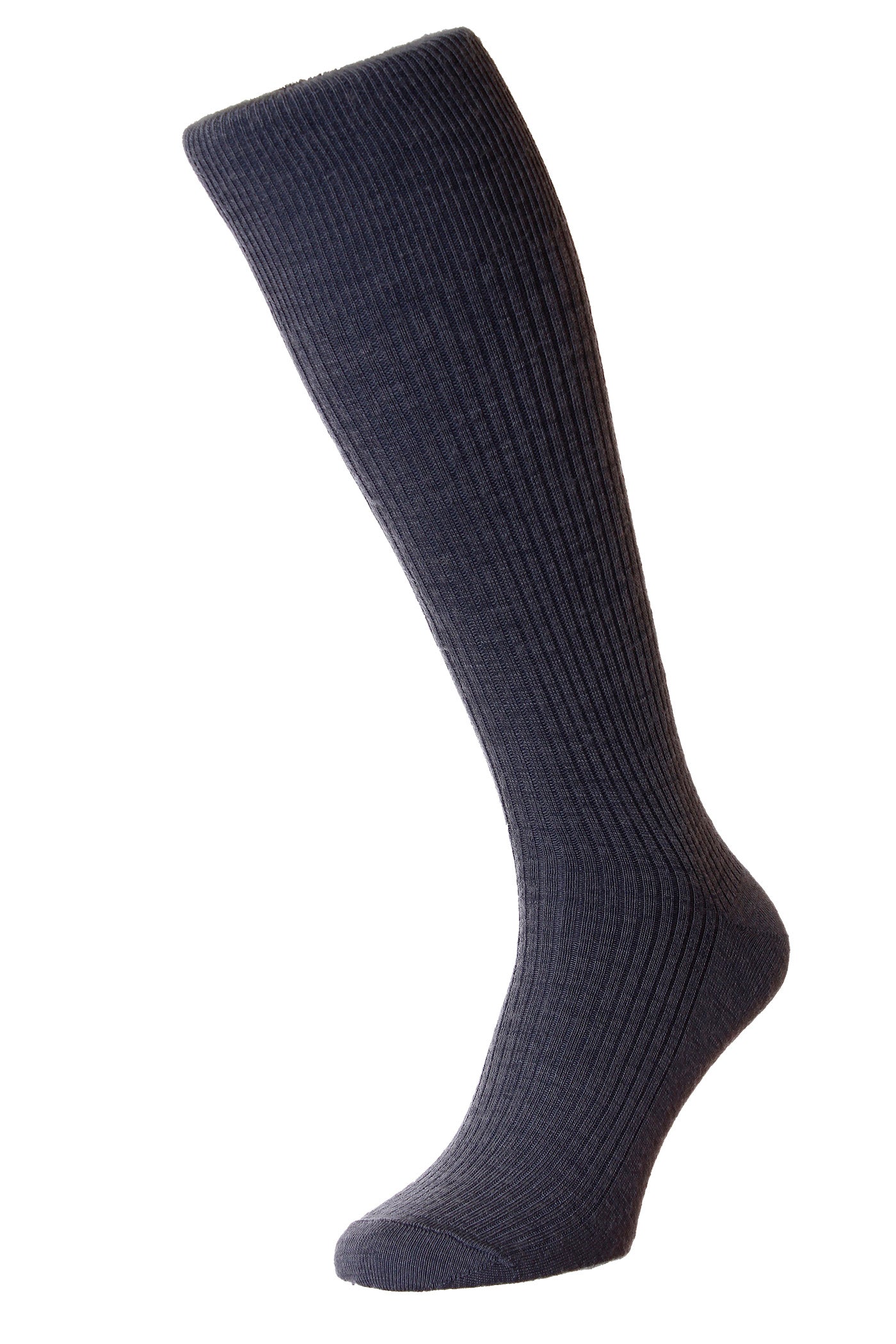 HJ Hall Men's Half-Hose Ribbed Wool Socks - Immaculate in Mid Grey