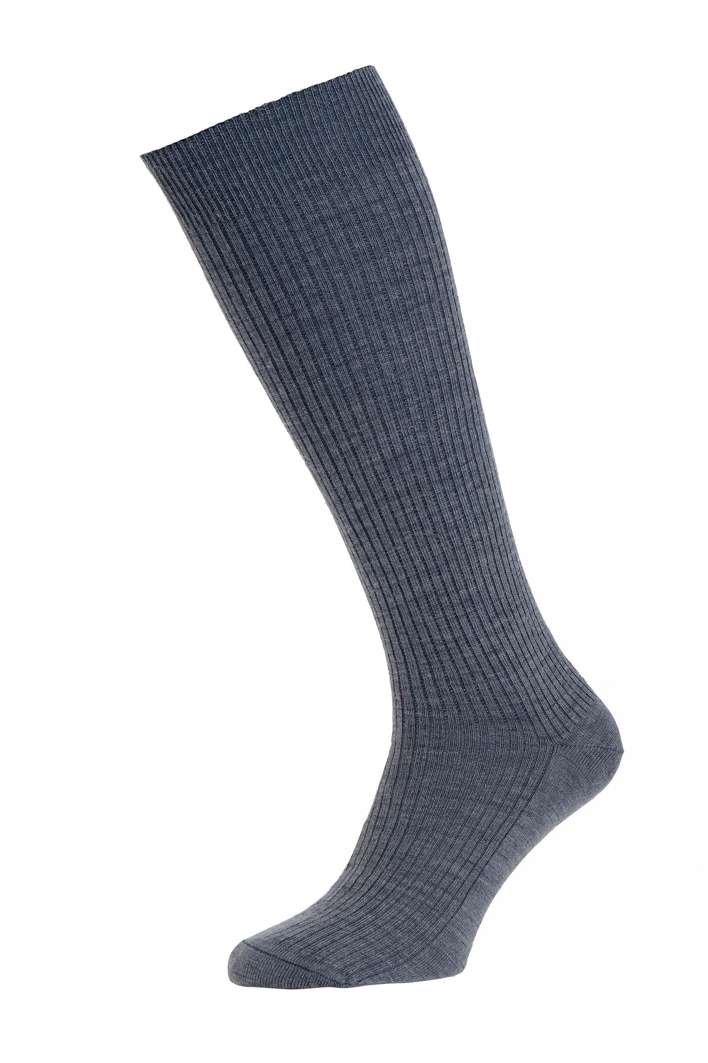 HJ Hall Men's Long Ribbed Wool Socks - Immaculate in Gray