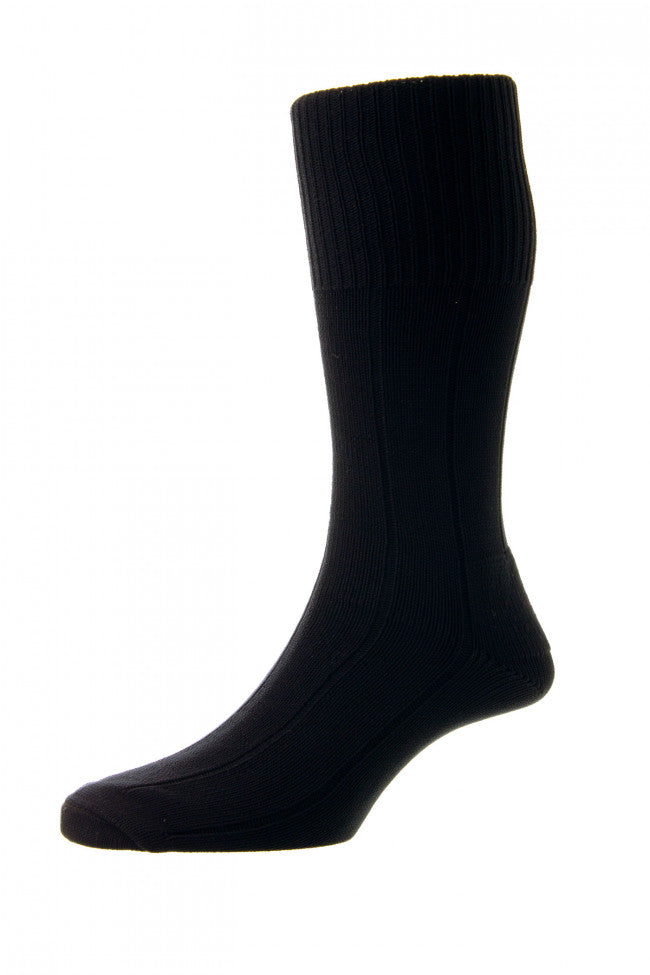 HJ Hall Half Hose Broad Rib Work Boot Sock - Indestructible in Black