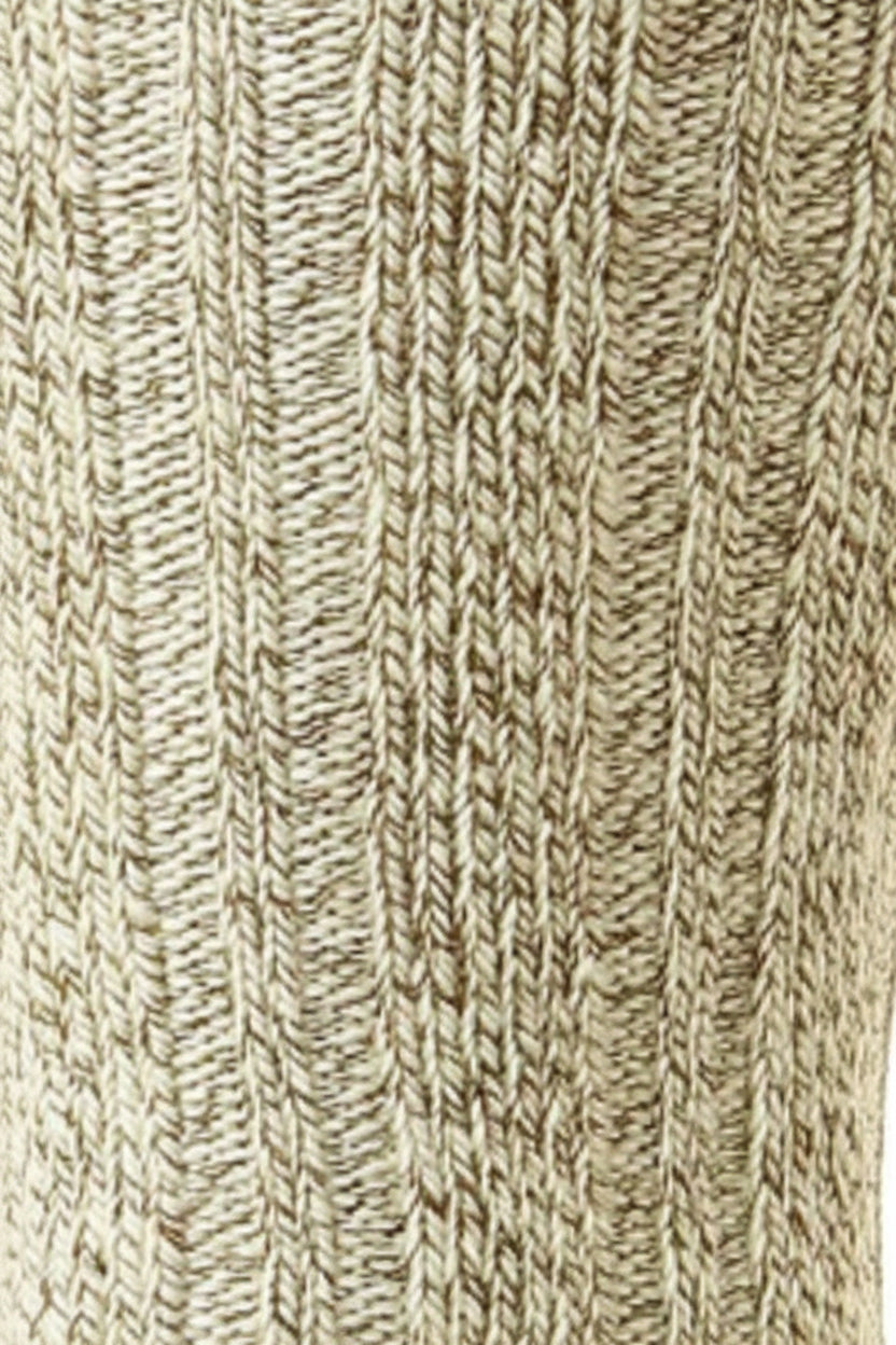 HJ Hall Men's Chunky Knit Cotton Boot Socks in Beige – close-up detail
