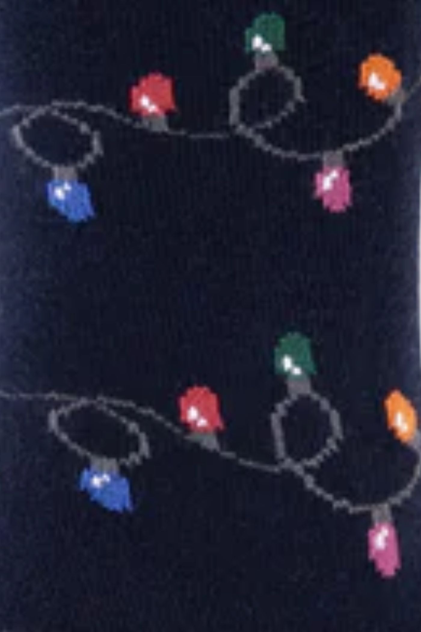 HJ Hall Men's Christmas Lights Motif Cotton Socks in Navy – close-up detail