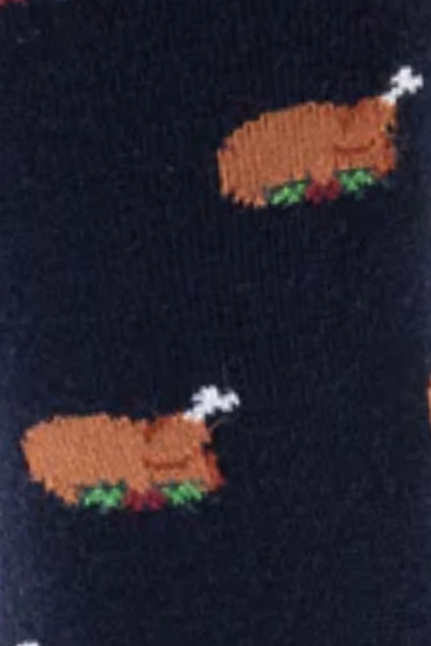 HJ Hall Men's Christmas Turkey Motif Cotton Socks - 2-Pair Pack in Navy – close-up detail