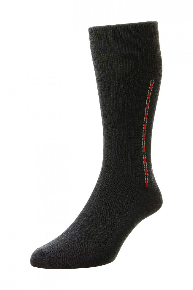 HJ Hall Half Hose Fancy Panel Socks in Black