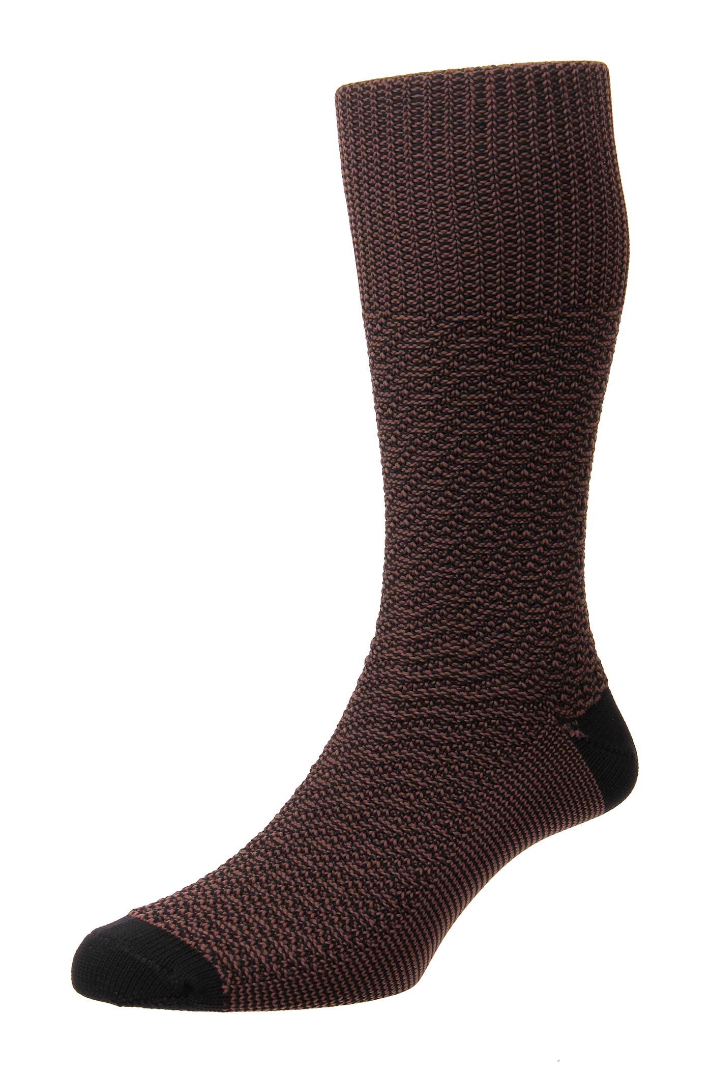 HJ Hall Half Hose Textured Jacquard Work Boot Socks - Indestructible in Brown