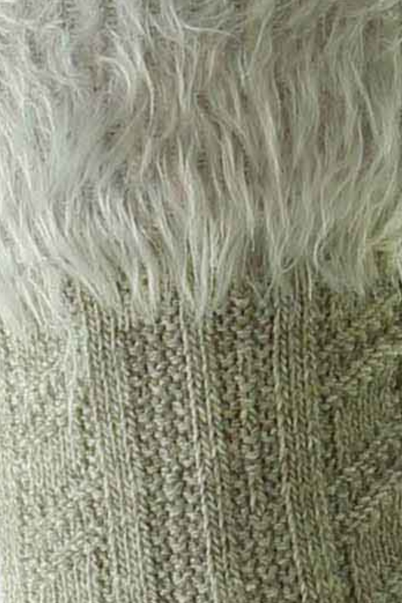 HJ Hall Women's Fluffy Turn-Over-Top Cable Knit Socks in Light Grey – close-up detail