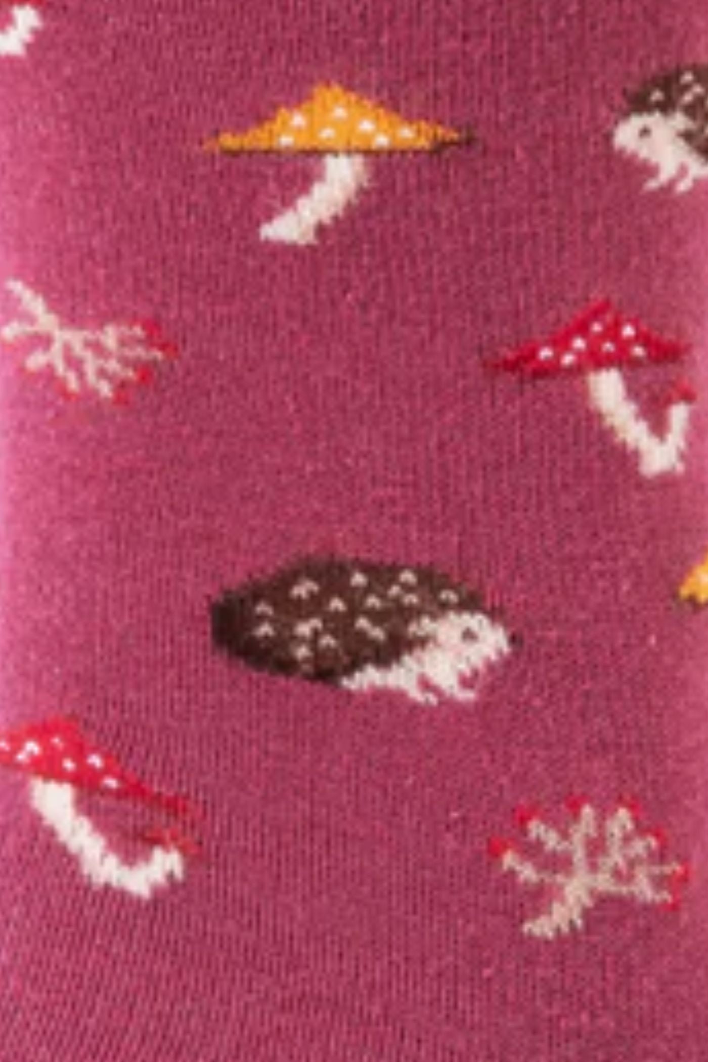 HJ Hall Women's Woodland Motif Cotton Comfort Top Socks in Pink – close-up detail