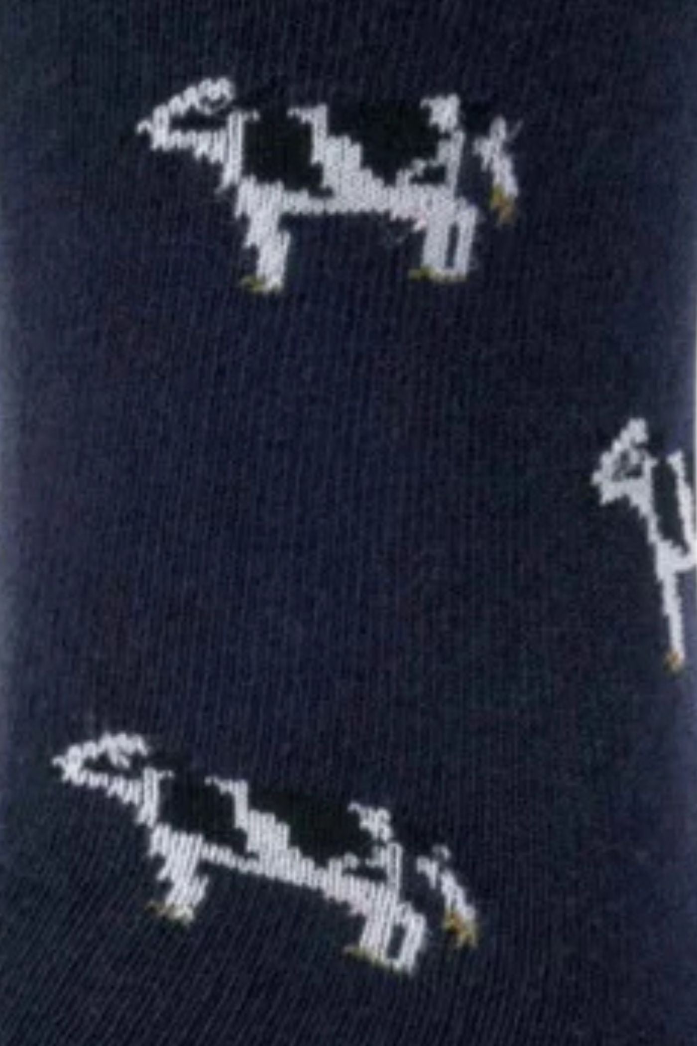 HJ Hall Men's Cow Motif Cotton Socks in Navy – pattern close-up