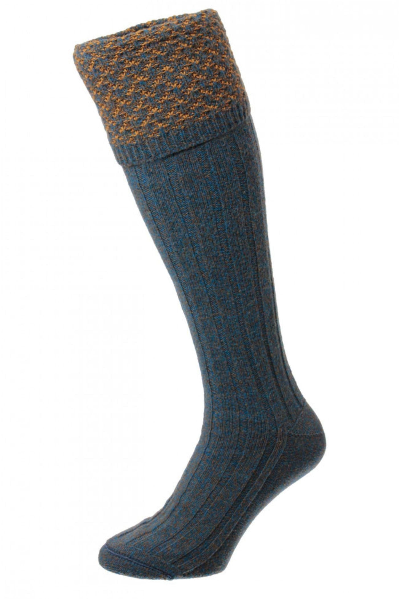 HJ Hall Honeycomb Texture Shooting Socks - Hatfield in Petrol Marl