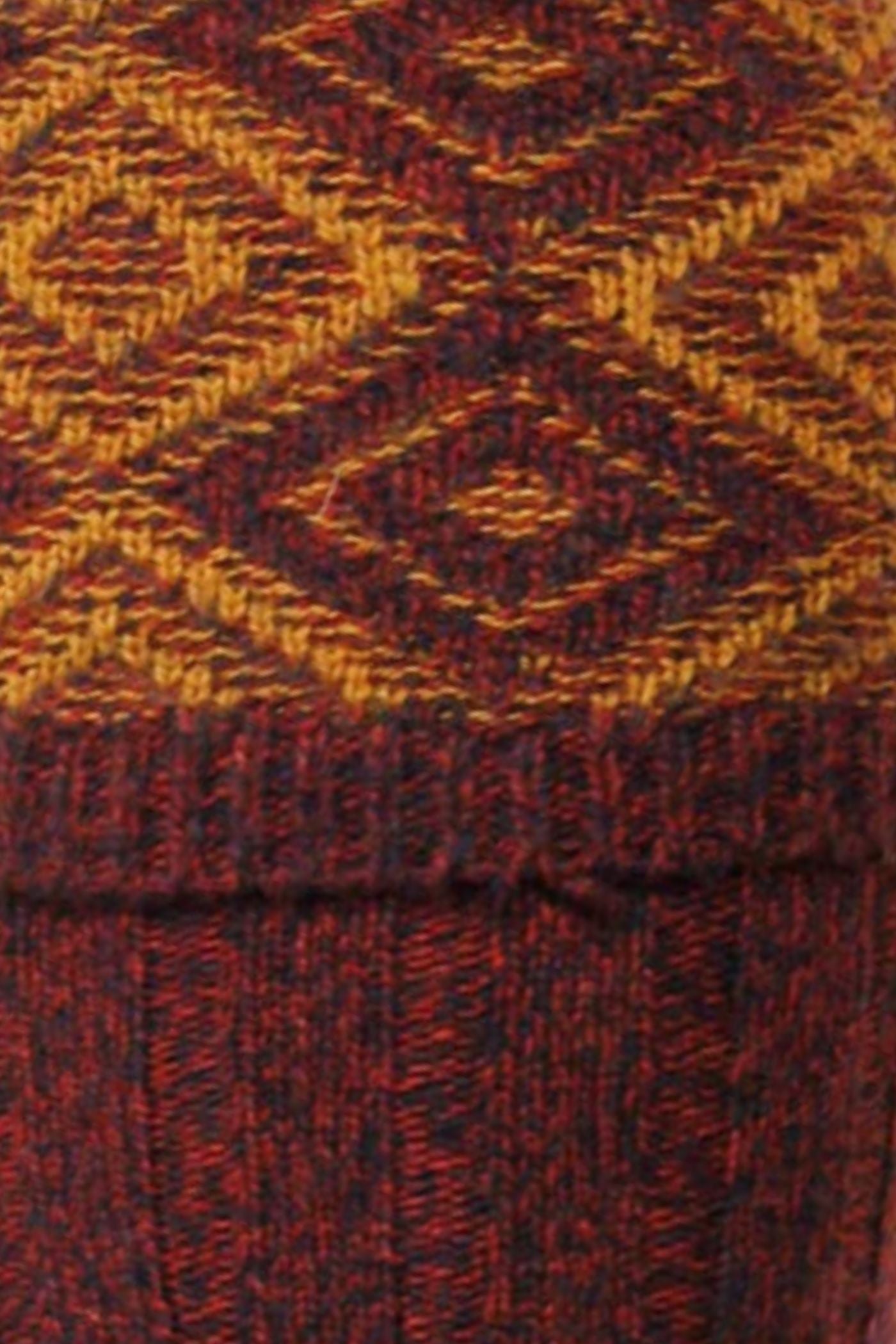 HJ Hall Diamond Texture Shooting Socks - Duncliffe in Chestnut Marl – close-up detail