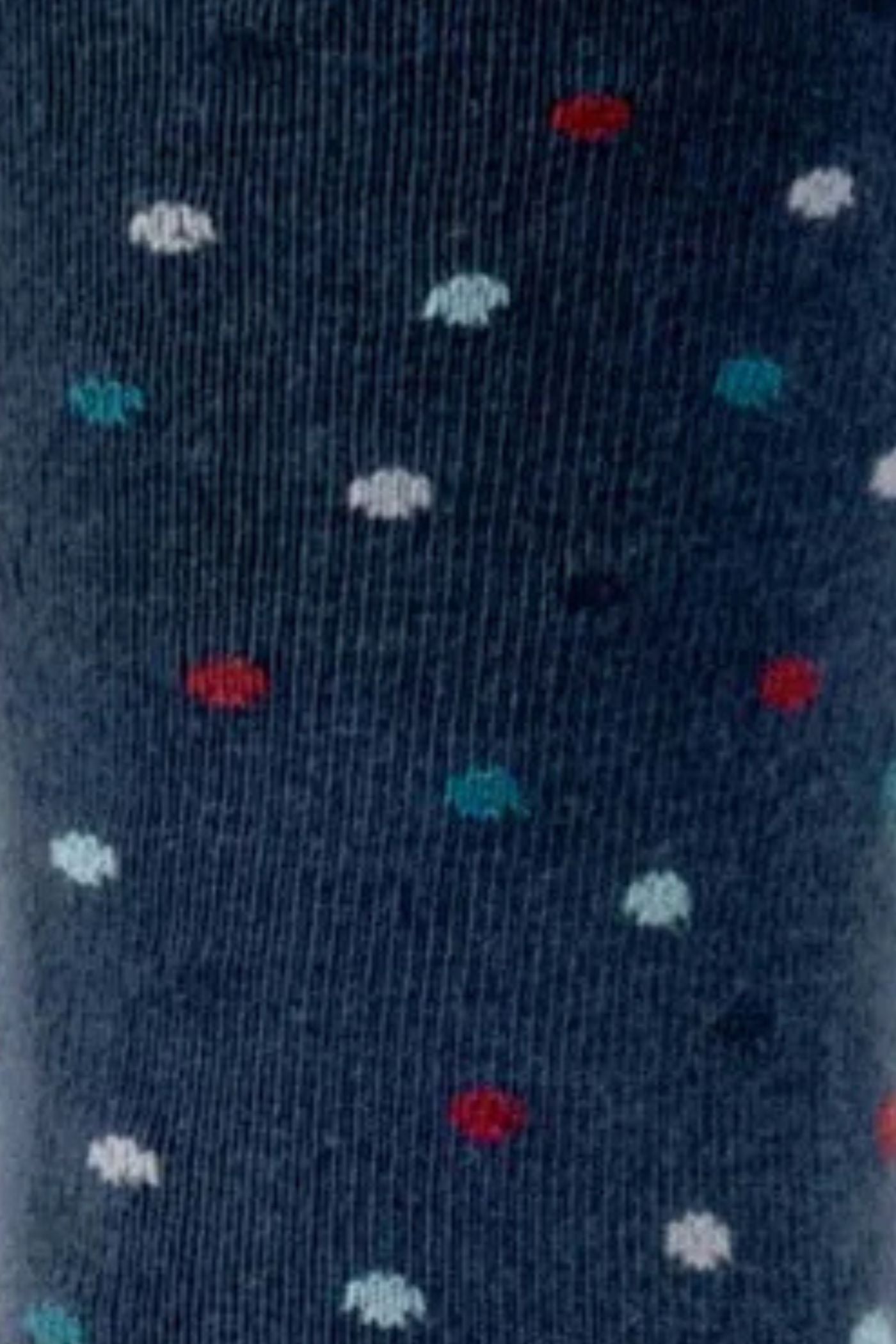 HJ Hall Men's Mini-Spots Organic Cotton Comfort Top Socks in Navy – close-up detail