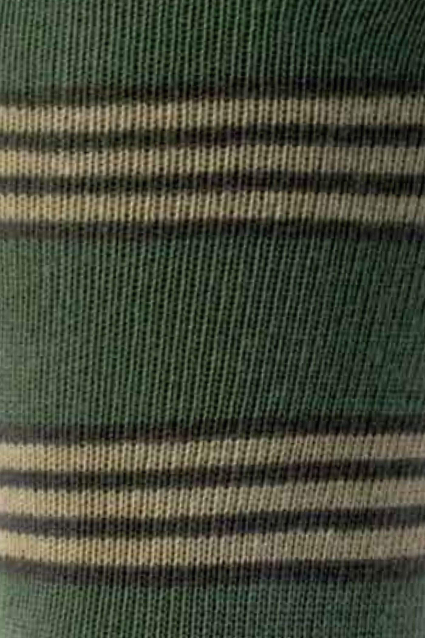 HJ Hall Men's Mid-Weight Stripe Organic Cotton Socks in Green – close-up detail