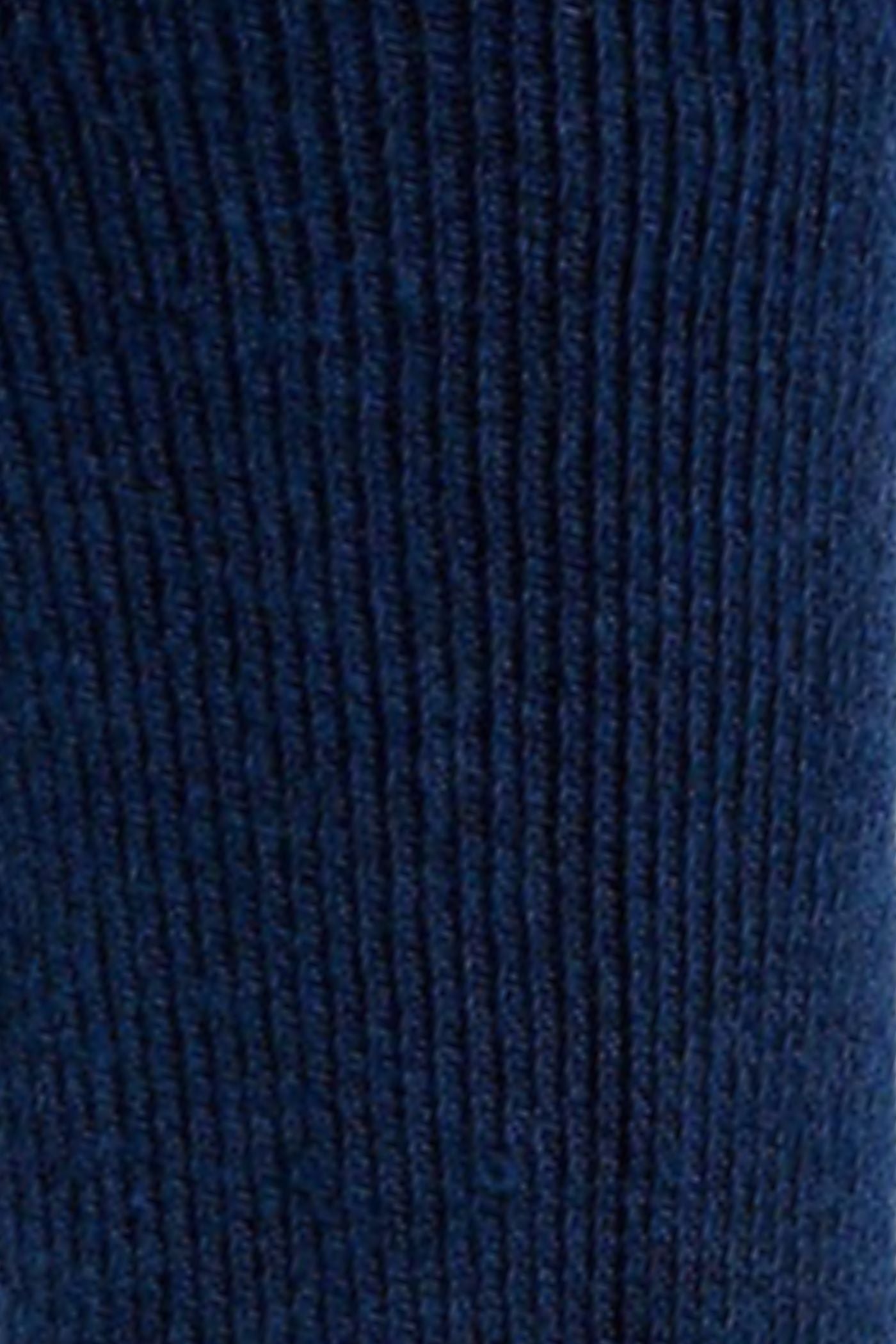 HJ Hall Long Cushioned Wool Socks - Rambler in Navy – close-up detail