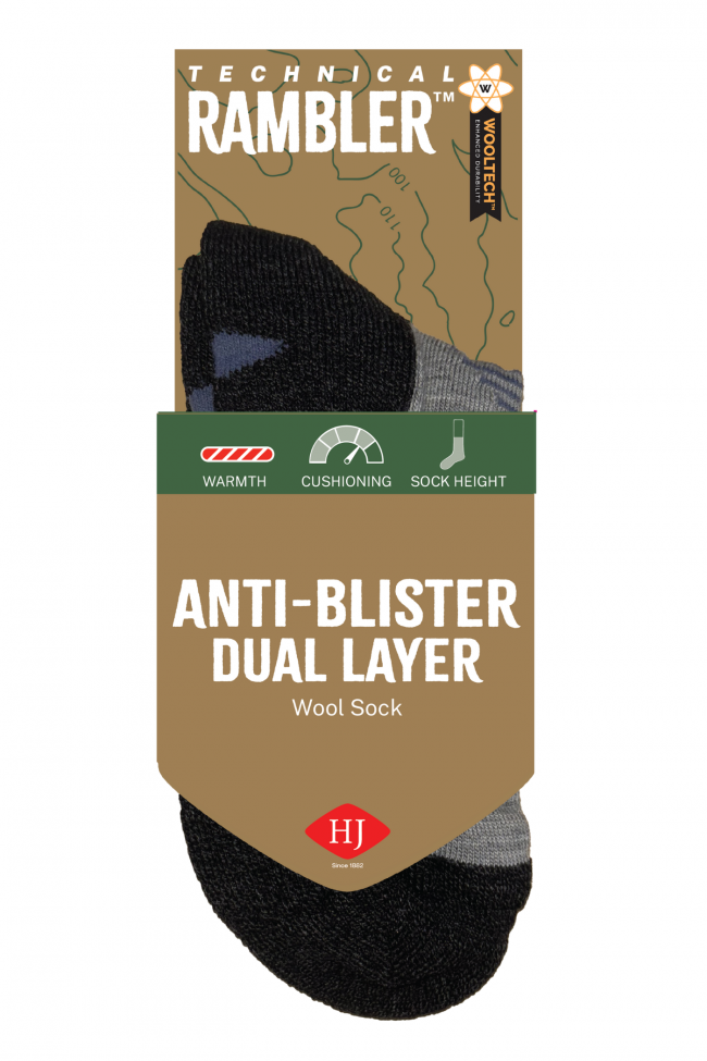 HJ Hall Anti-Blister Wool Hiking Socks - Technical Rambler – alternate view
