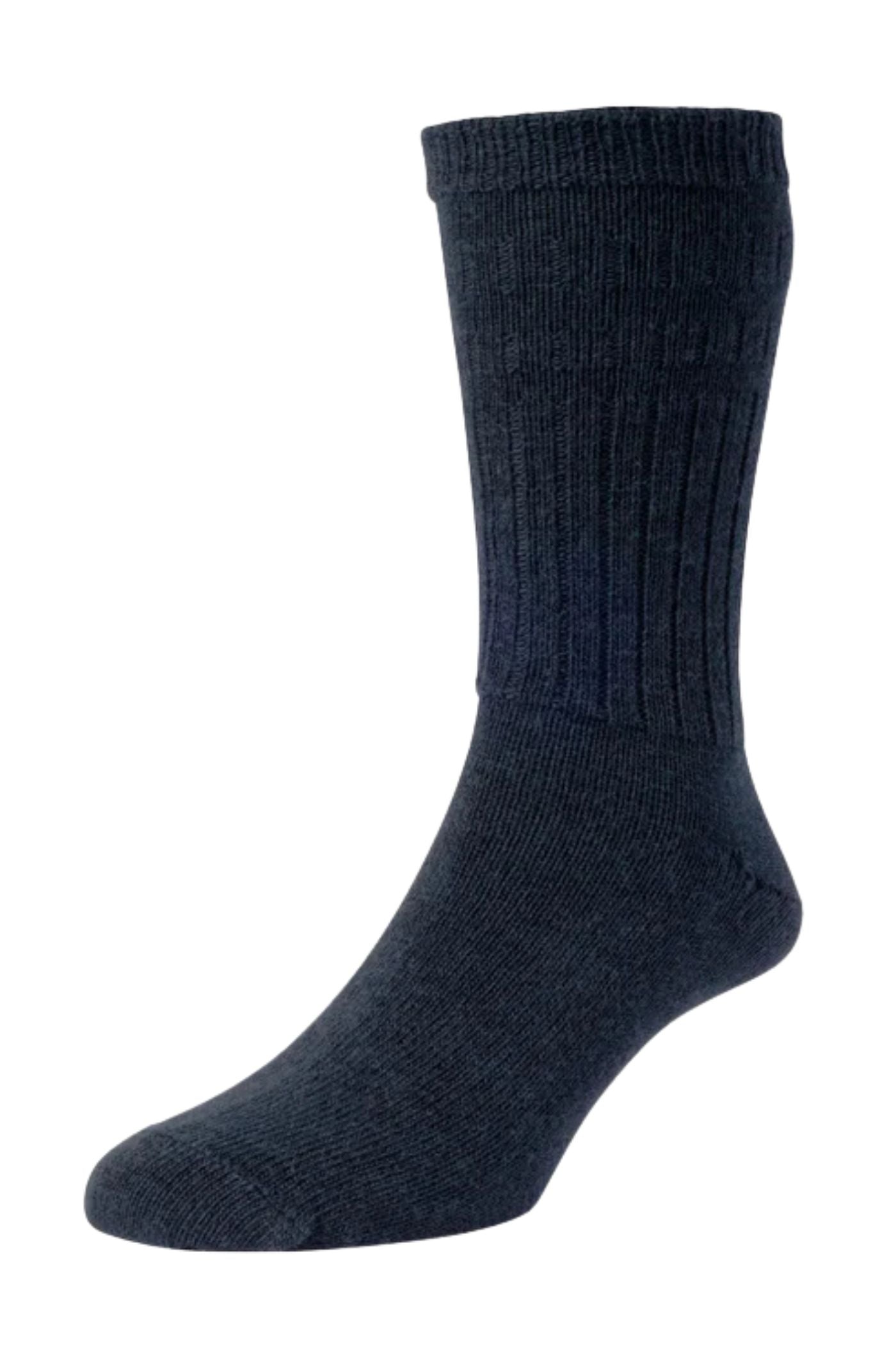 HJ Hall Men's Thermal Wool Softop Socks in Dark Navy