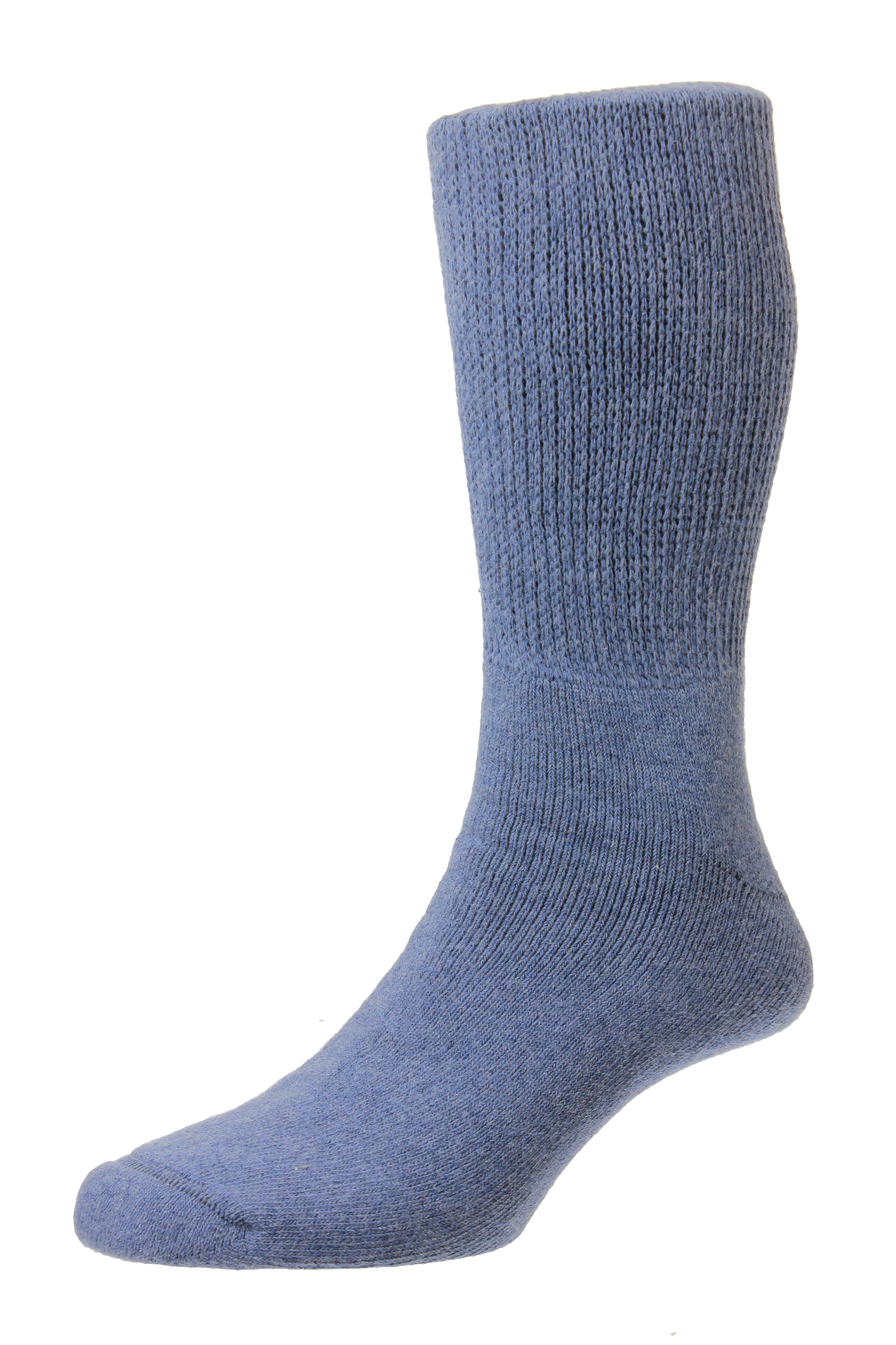 HJ Hall Men's Diabetic Mid-Calf Cotton Men's Socks in Denim