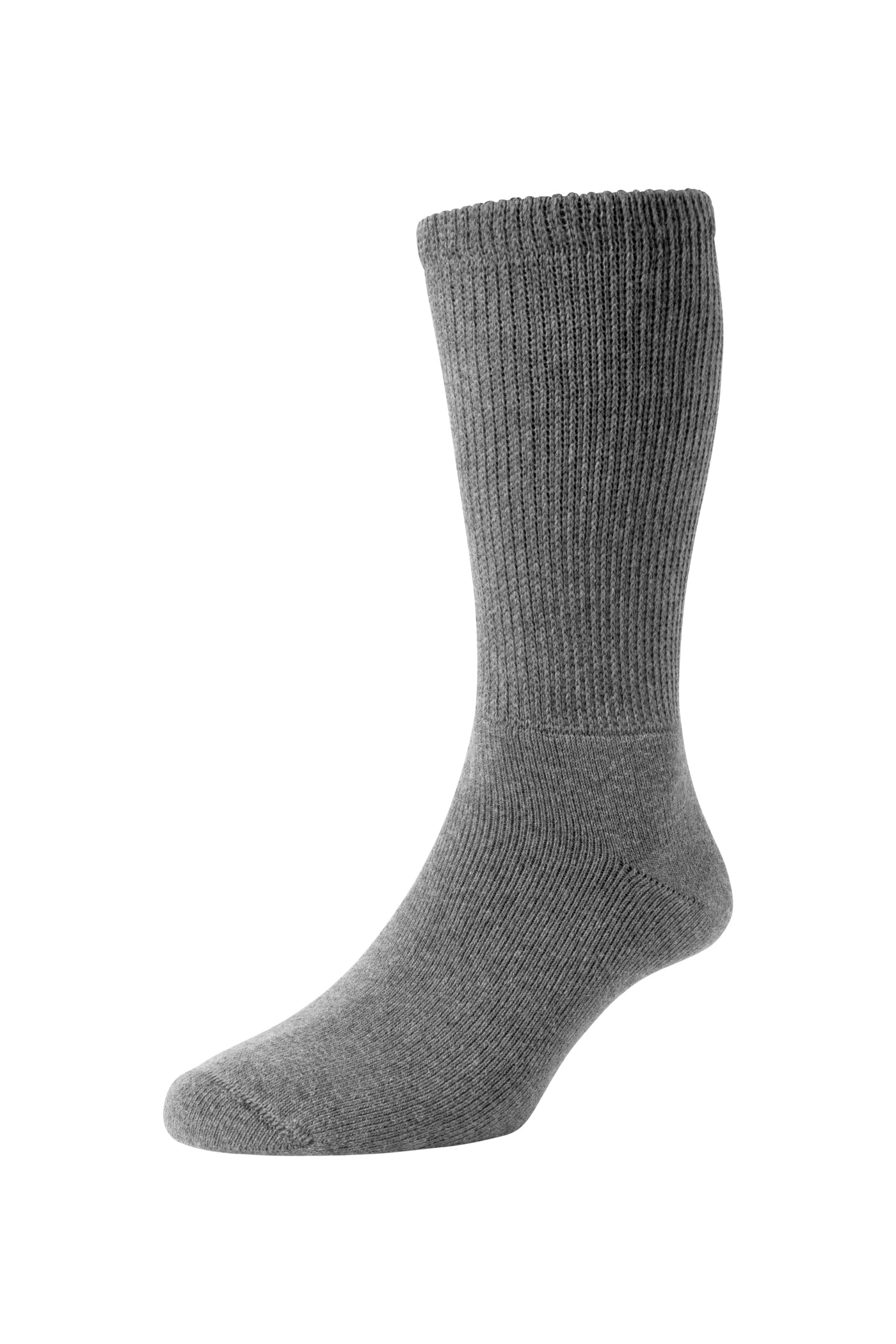 HJ Hall Men's Diabetic Mid-Calf Cotton Men's Socks in Mid Grey