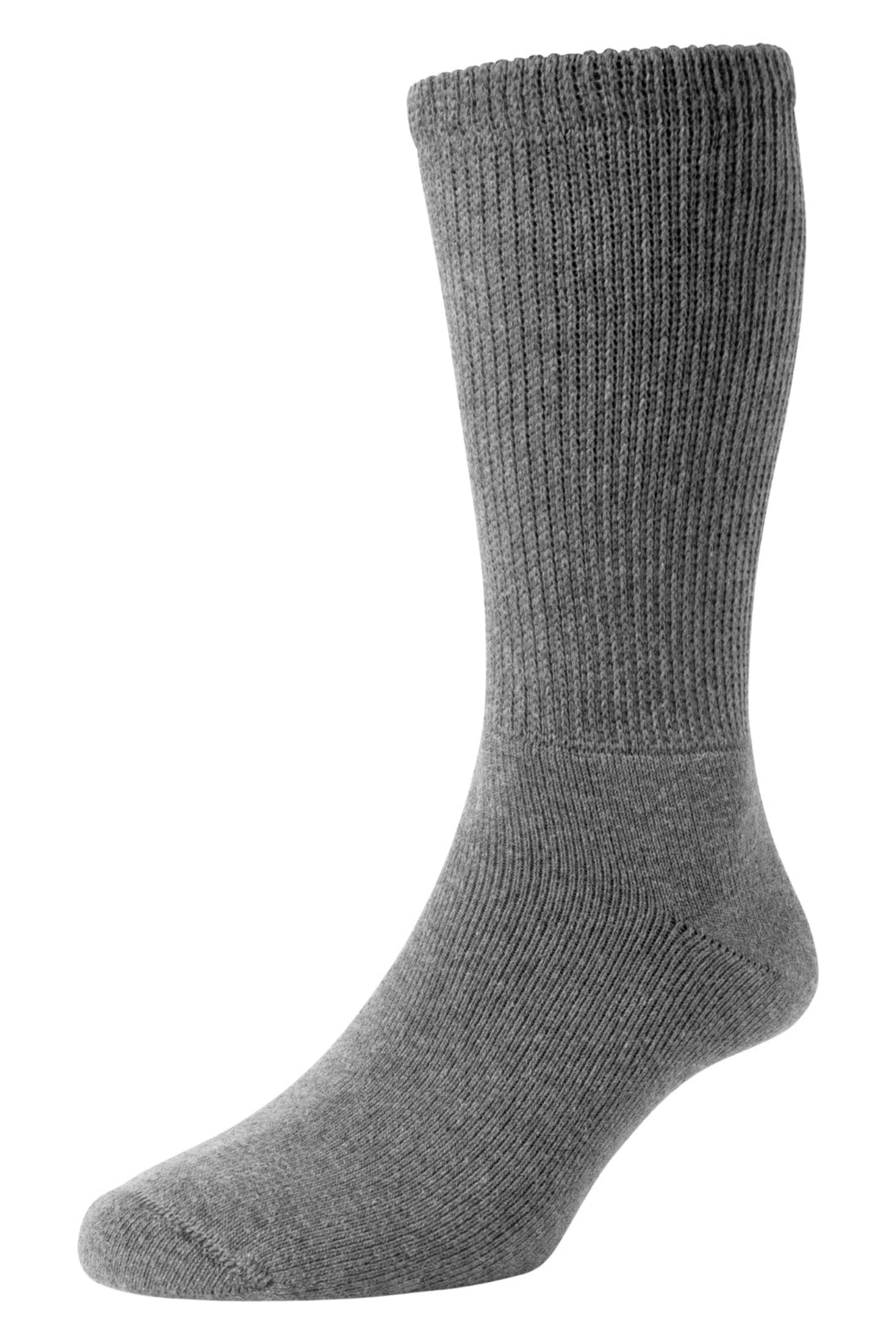 HJ Hall Men's Diabetic Mid-Calf Cotton Men's Socks in Mid Grey