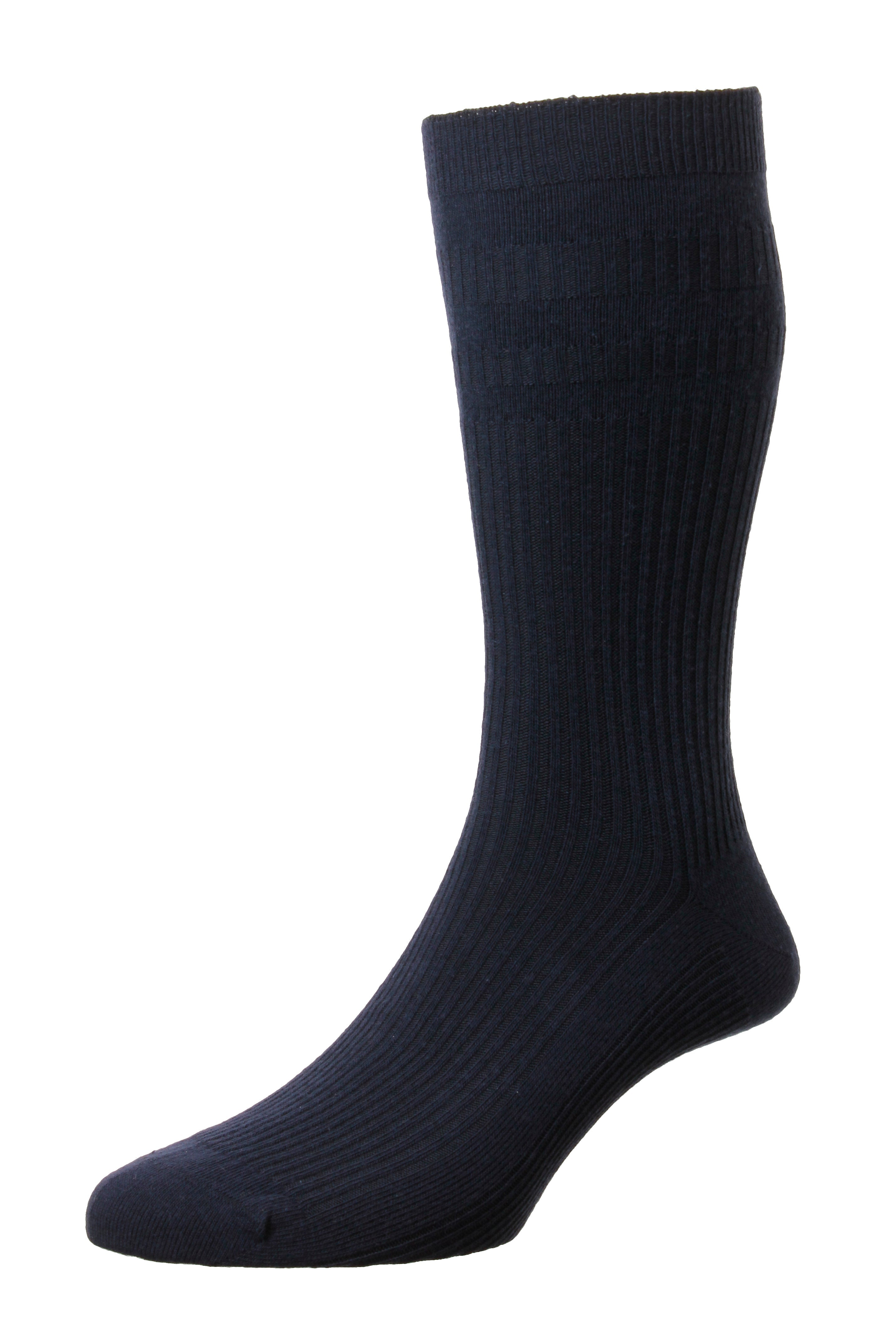 HJ Hall Men's Extra-Wide Cotton Softop Socks in Dark Navy