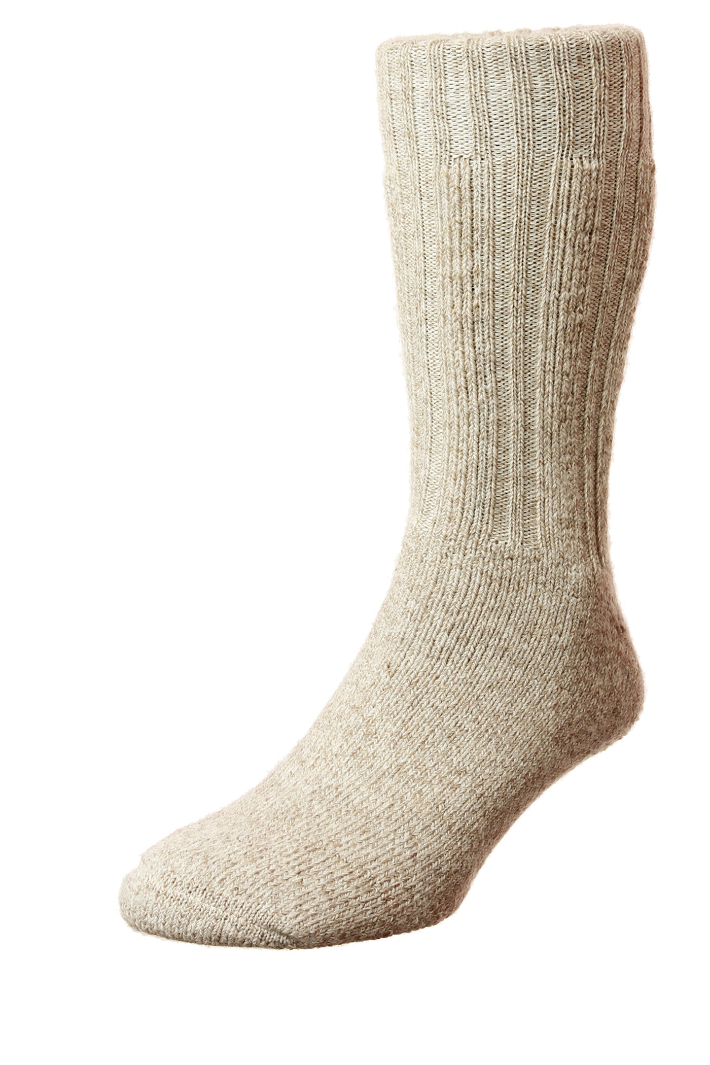 HJ Hall Chunky Knit Merino Wool Boot Socks in Beige Marl