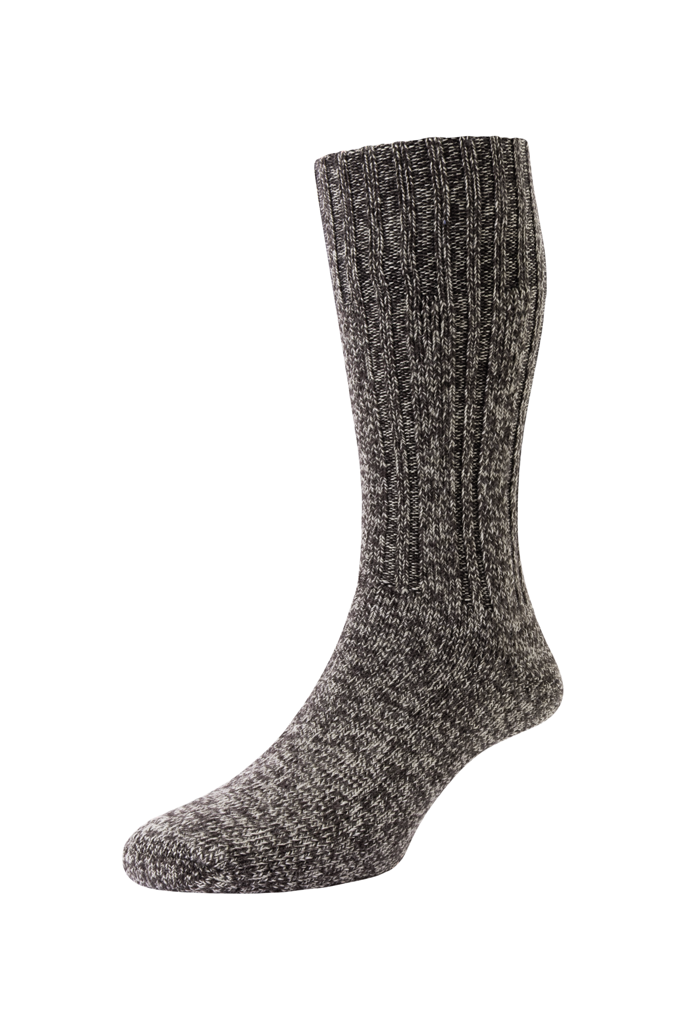 HJ Hall Chunky Knit Merino Wool Boot Socks in Brown Marl