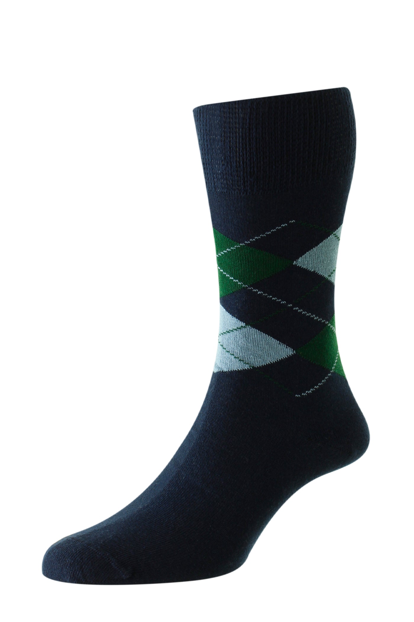HJ Hall Men's Argyle Organic Cotton Comfort Top Socks in Navy