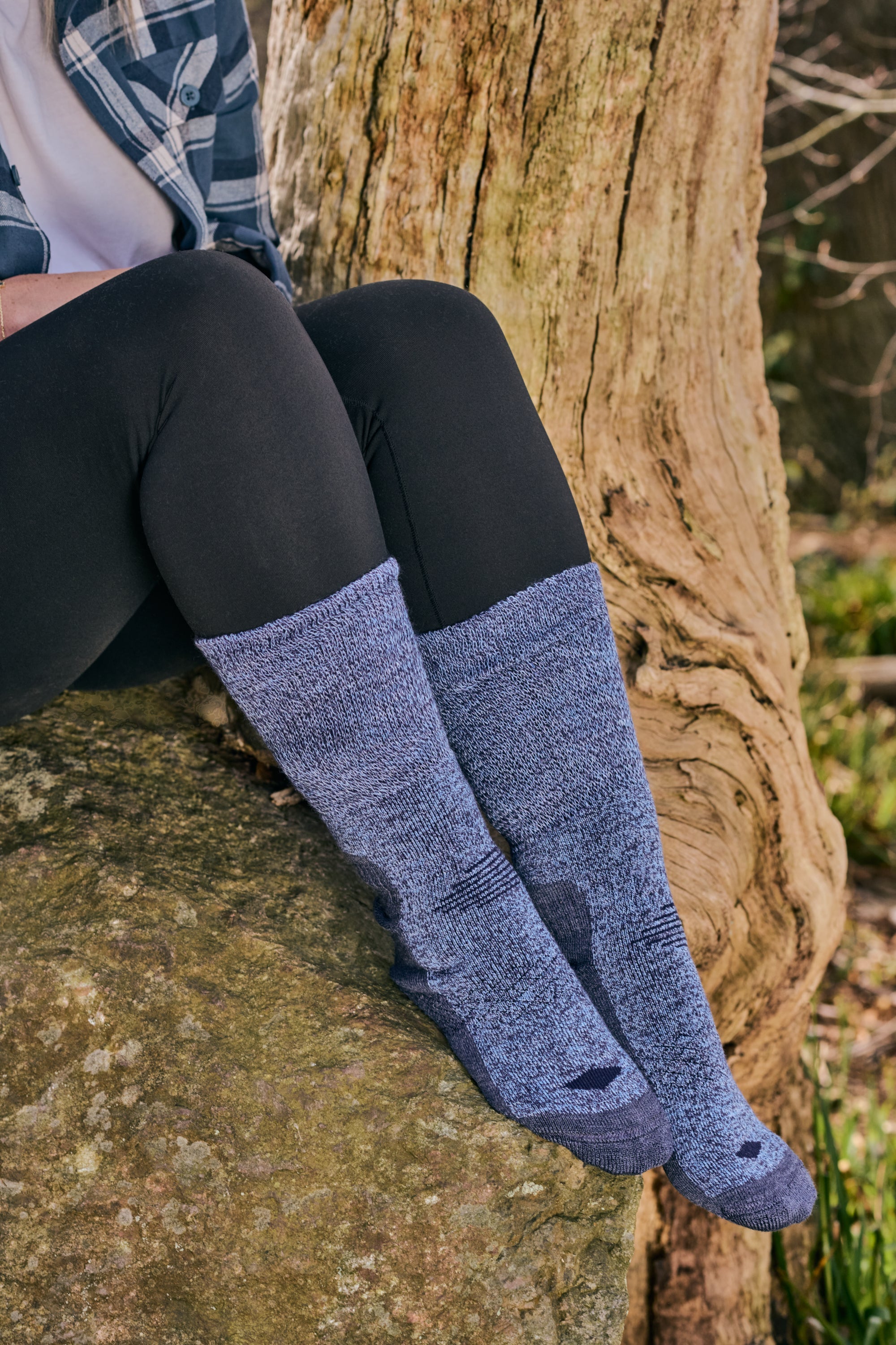 HJ Hall Thermal Wool Comfort Top Hiking Socks - Technical Rambler in Navy – alternate view