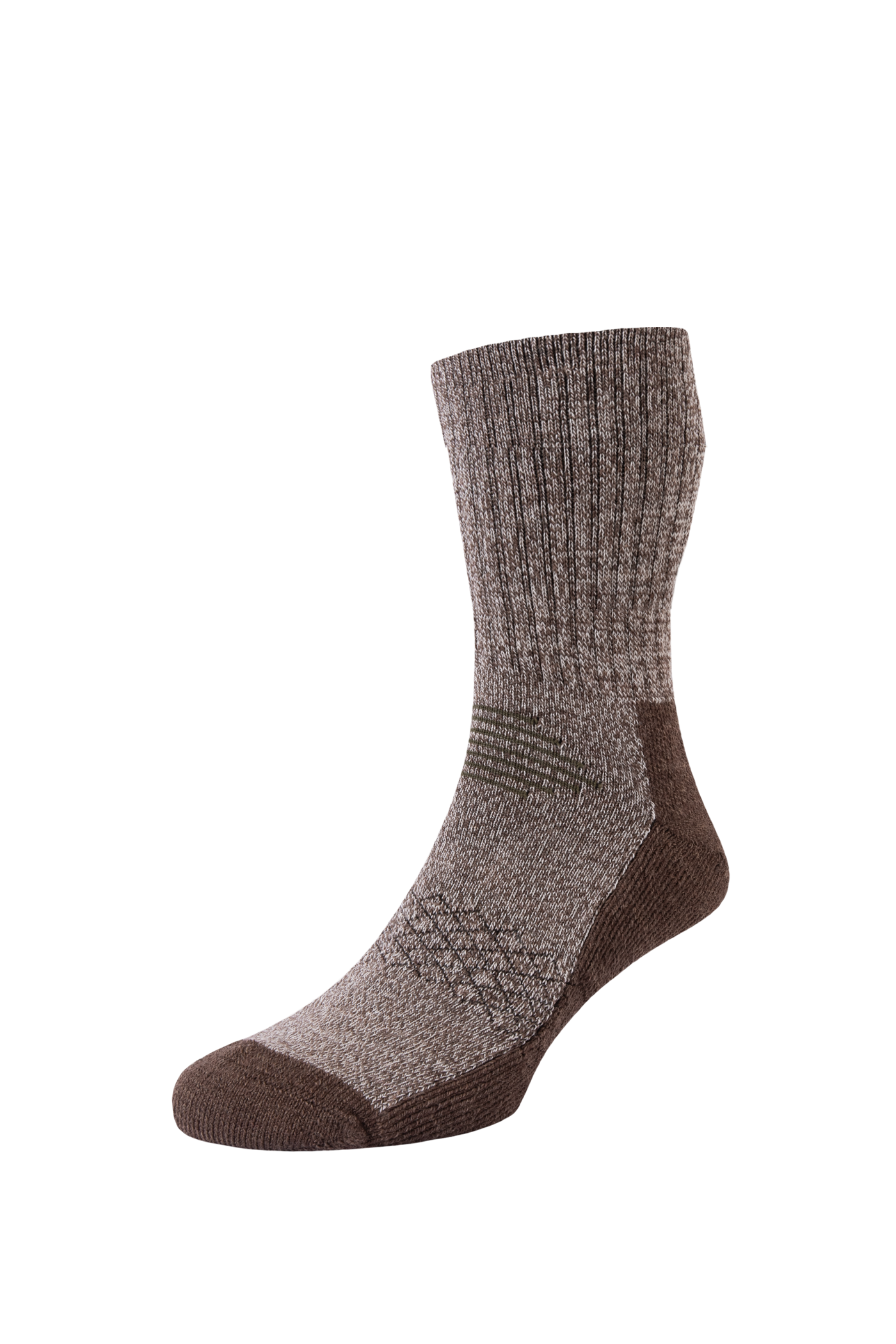 HJ Hall Anti-Blister Wool Hiking Socks - Technical Rambler in Brown Marl/Brown