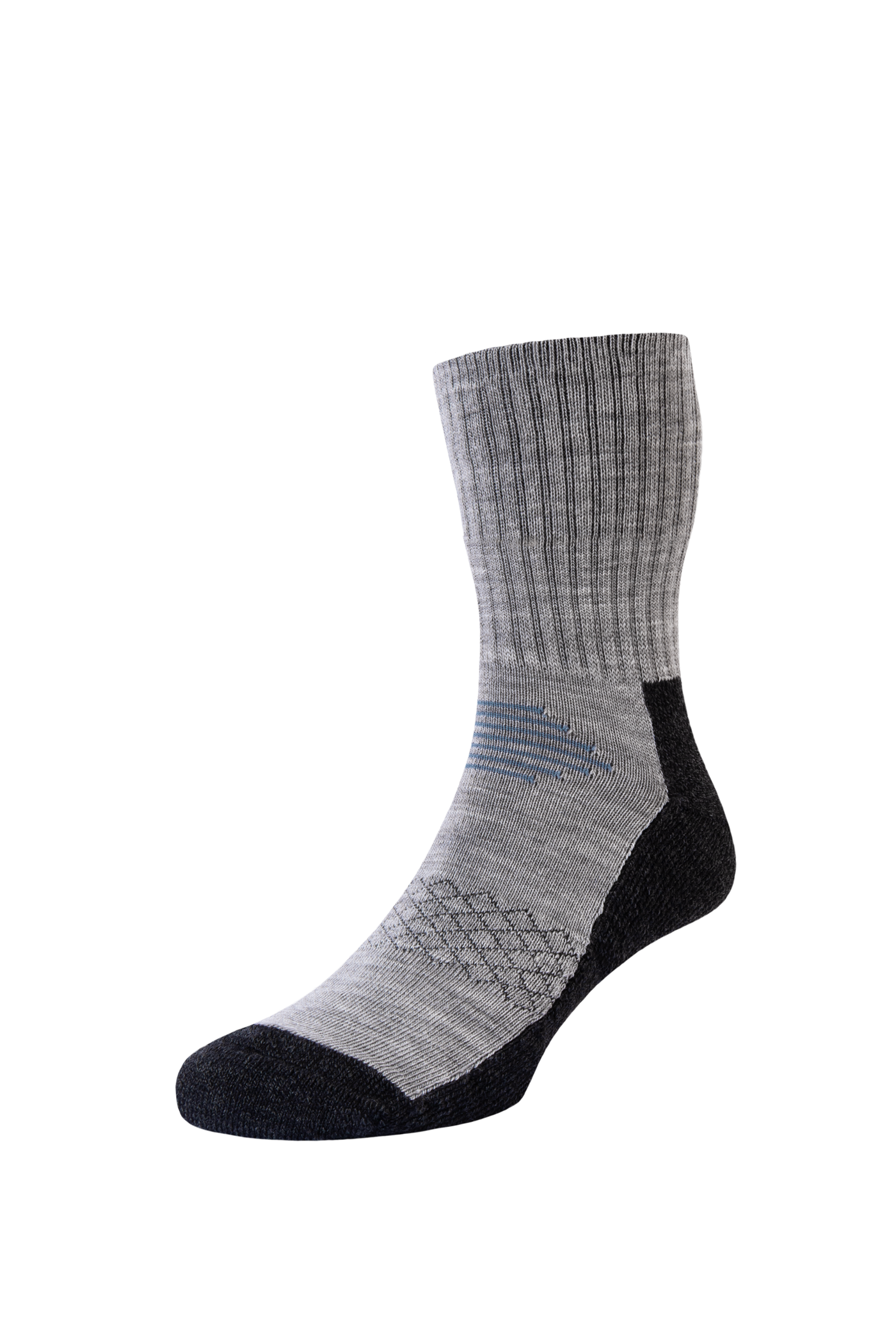 HJ Hall Anti-Blister Wool Hiking Socks - Technical Rambler in Light Grey/Slate