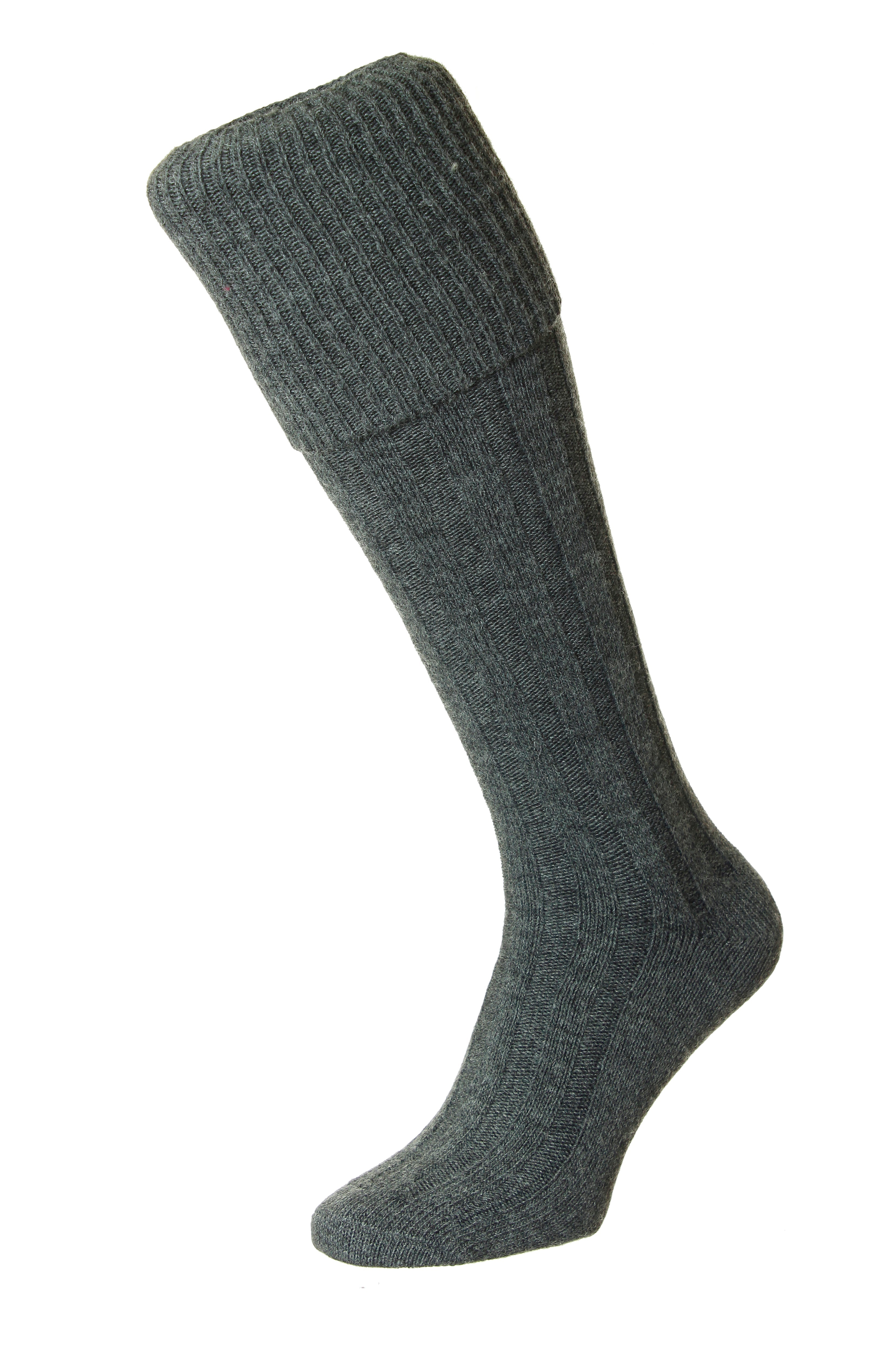 HJ Hall Men's Economy Wool Kilt Hose in Charcoal