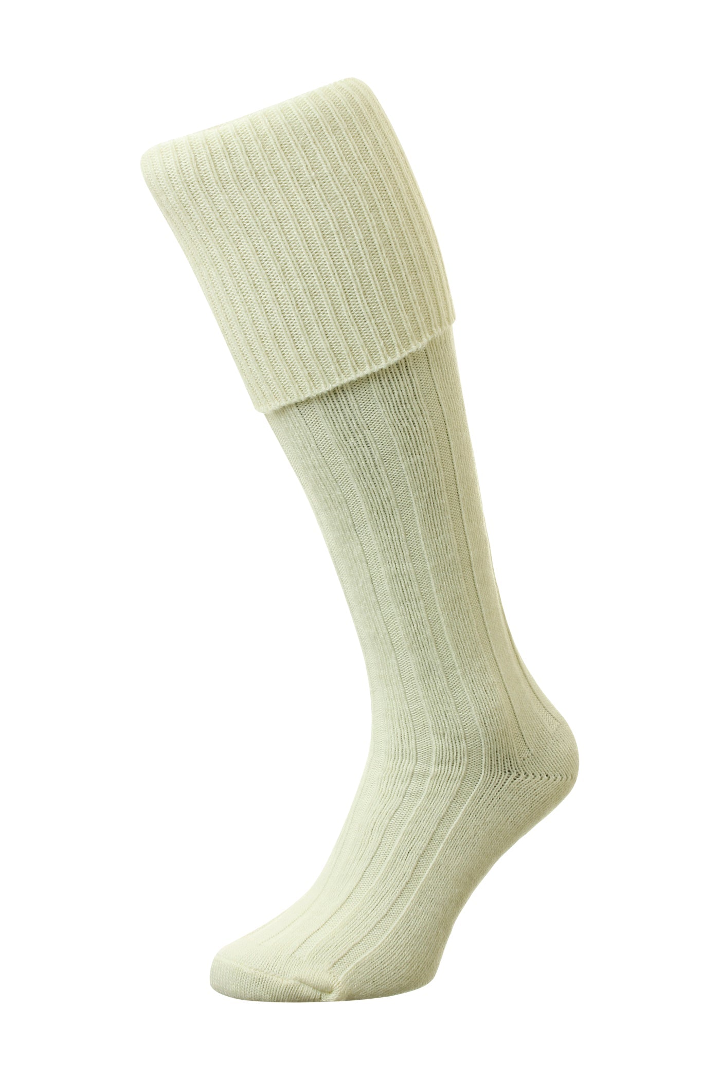 HJ Hall Men's Economy Wool Kilt Hose in Ecru