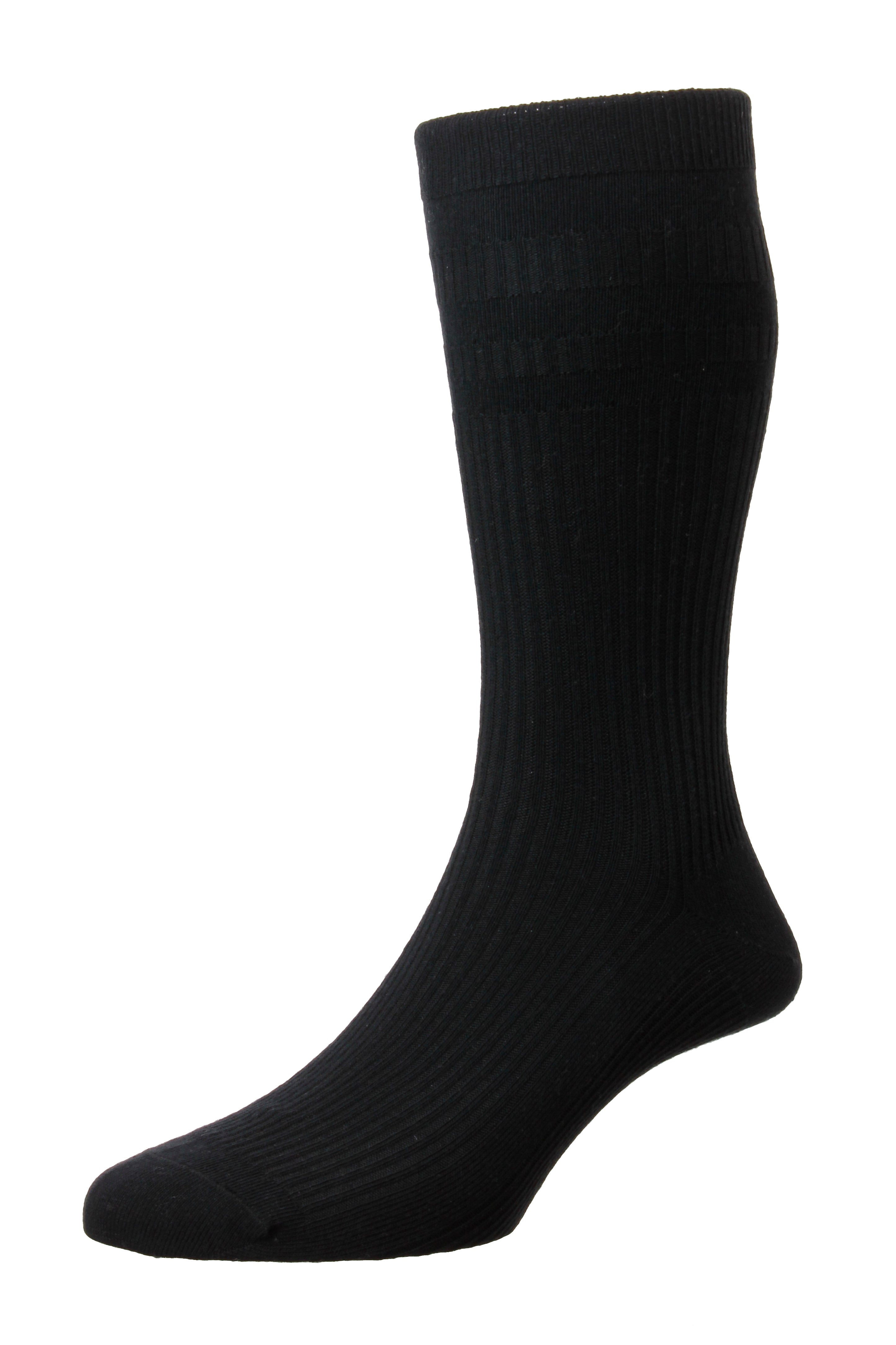 HJ Hall Women's Ribbed Cotton Softop Socks in Black