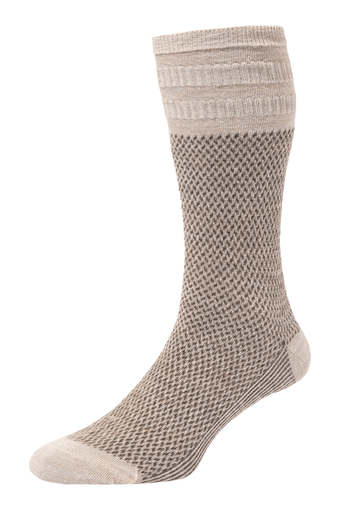 HJ Hall Men's Jacquard Wool Softop Socks in Oatmeal