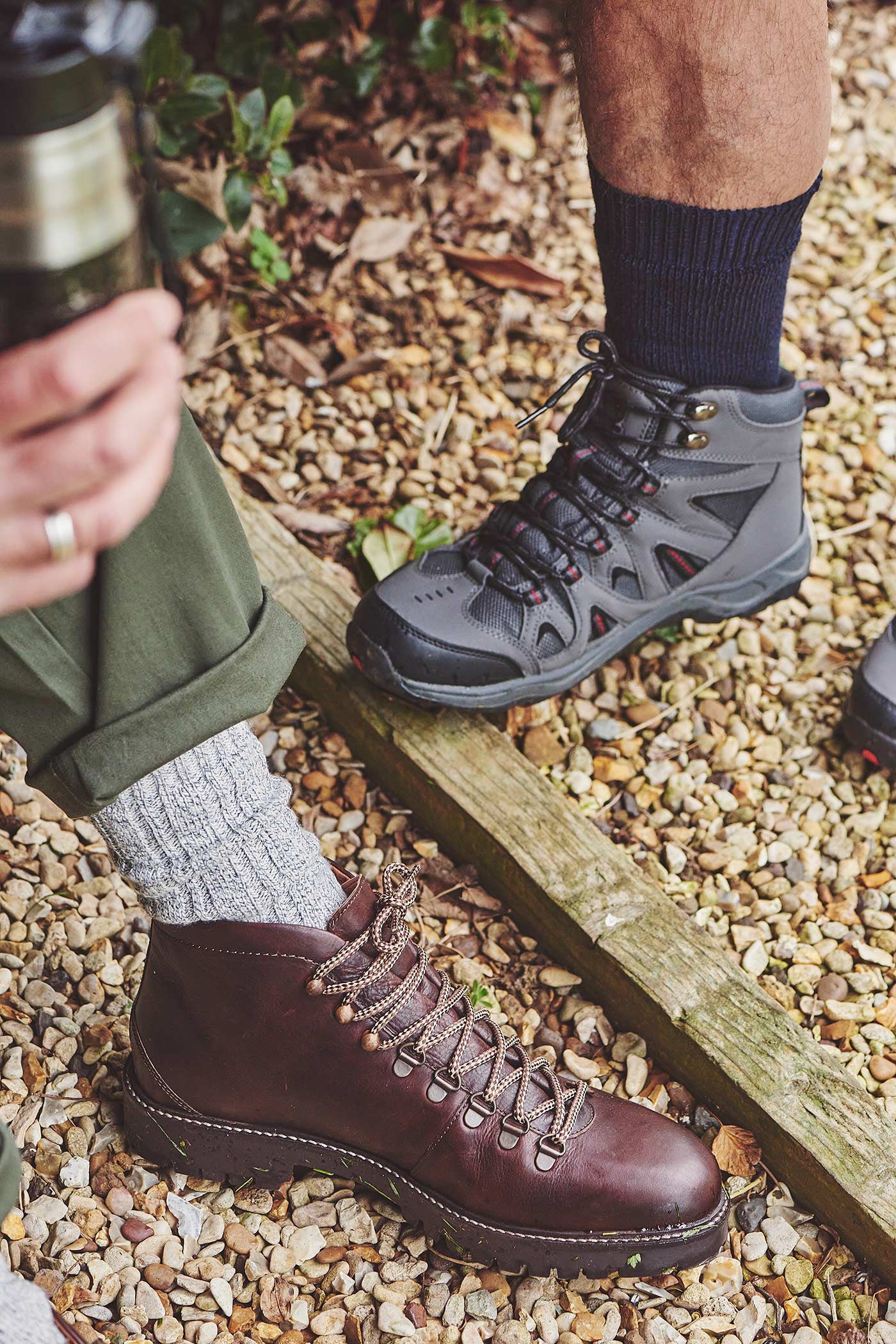 HJ Hall Men's Chunky Knit Cotton Boot Socks in Blue – editorial shot