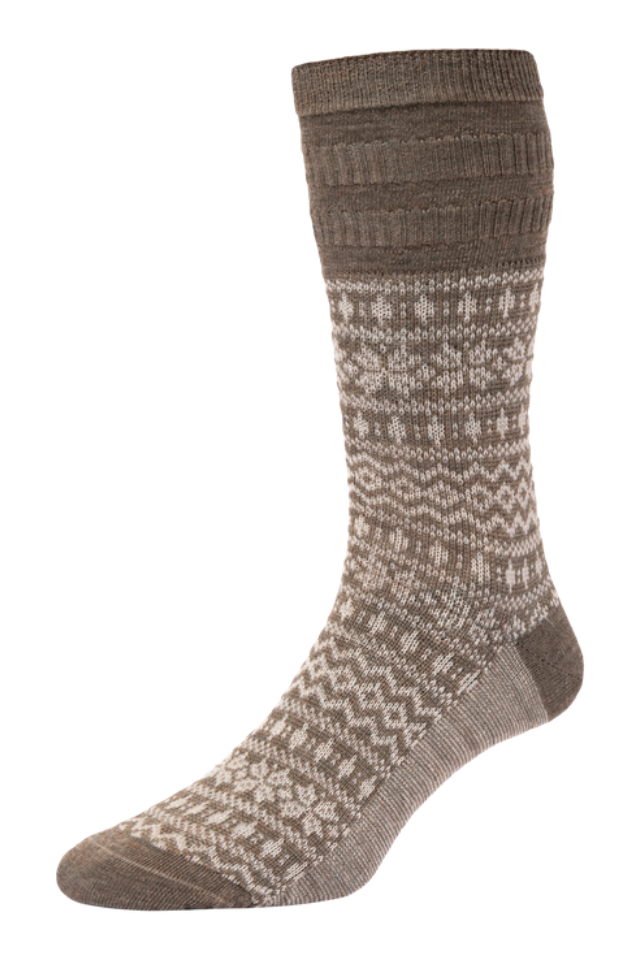 Men's Fairisle Wool Softop® Socks In Taupe