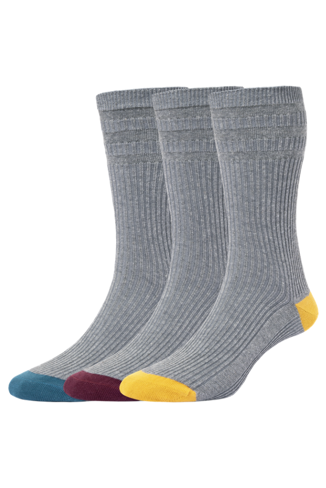 Men's Contrast Heel & Toe Cotton Softop® Socks - 3-Pair Pack