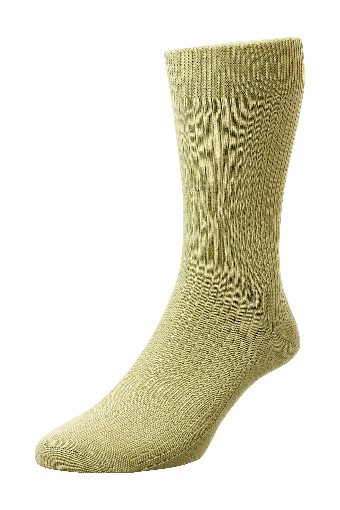 HJ Hall Men's Pure-Cotton Ribbed Socks in Oatmeal