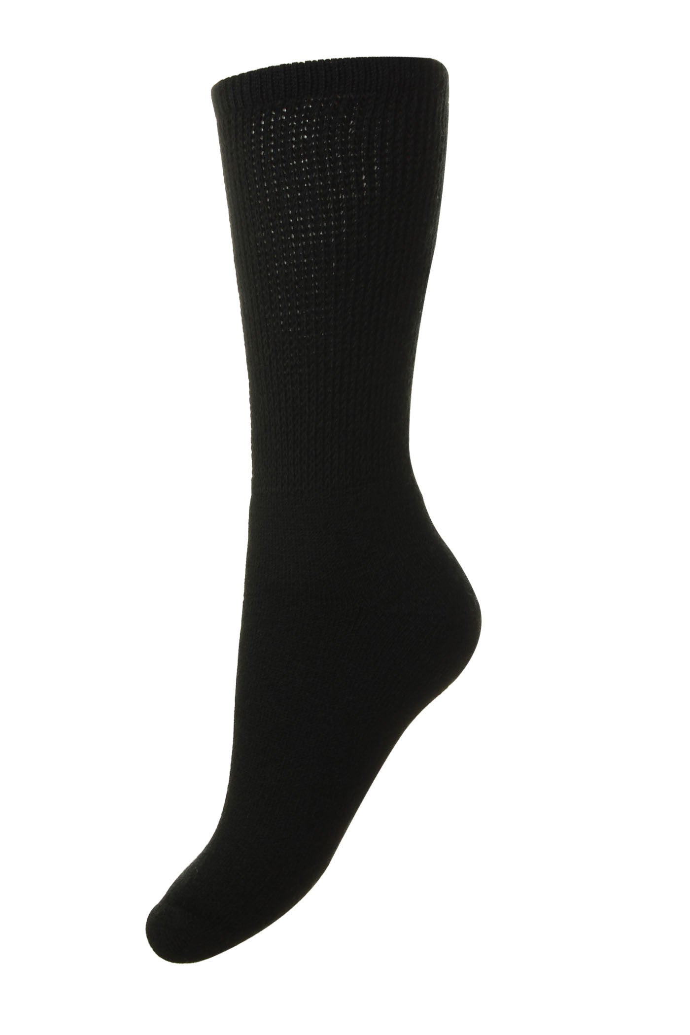 HJ Hall Women's Diabetic Mid-Calf Cotton Socks in Black