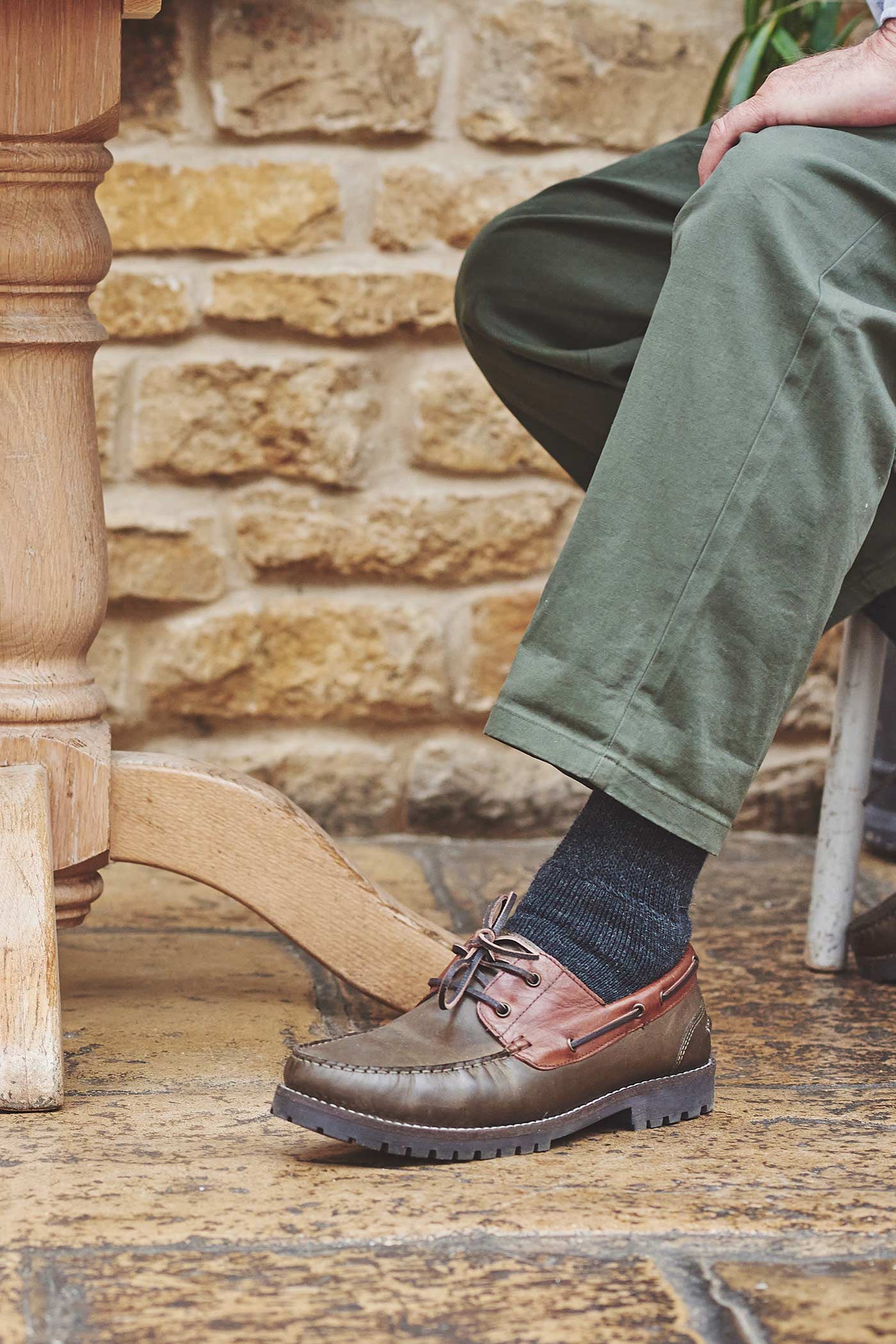 HJ Hall Diabetic Merino Wool Socks in Airforce – lifestyle shot