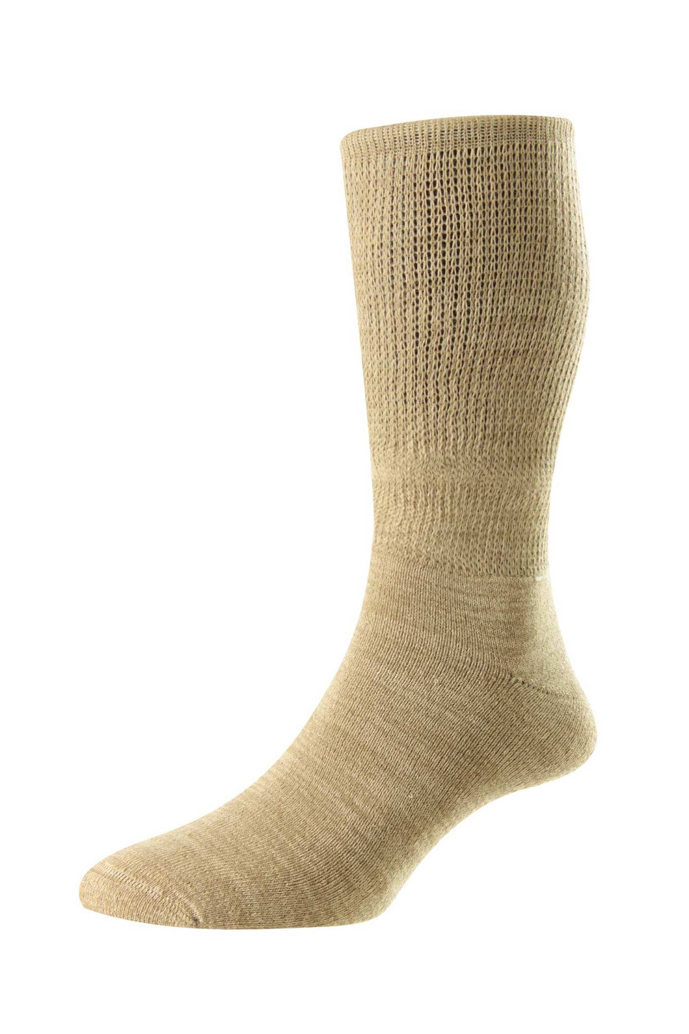 HJ Hall Lightweight Diabetic Cotton Socks in Mink/Oatmeal