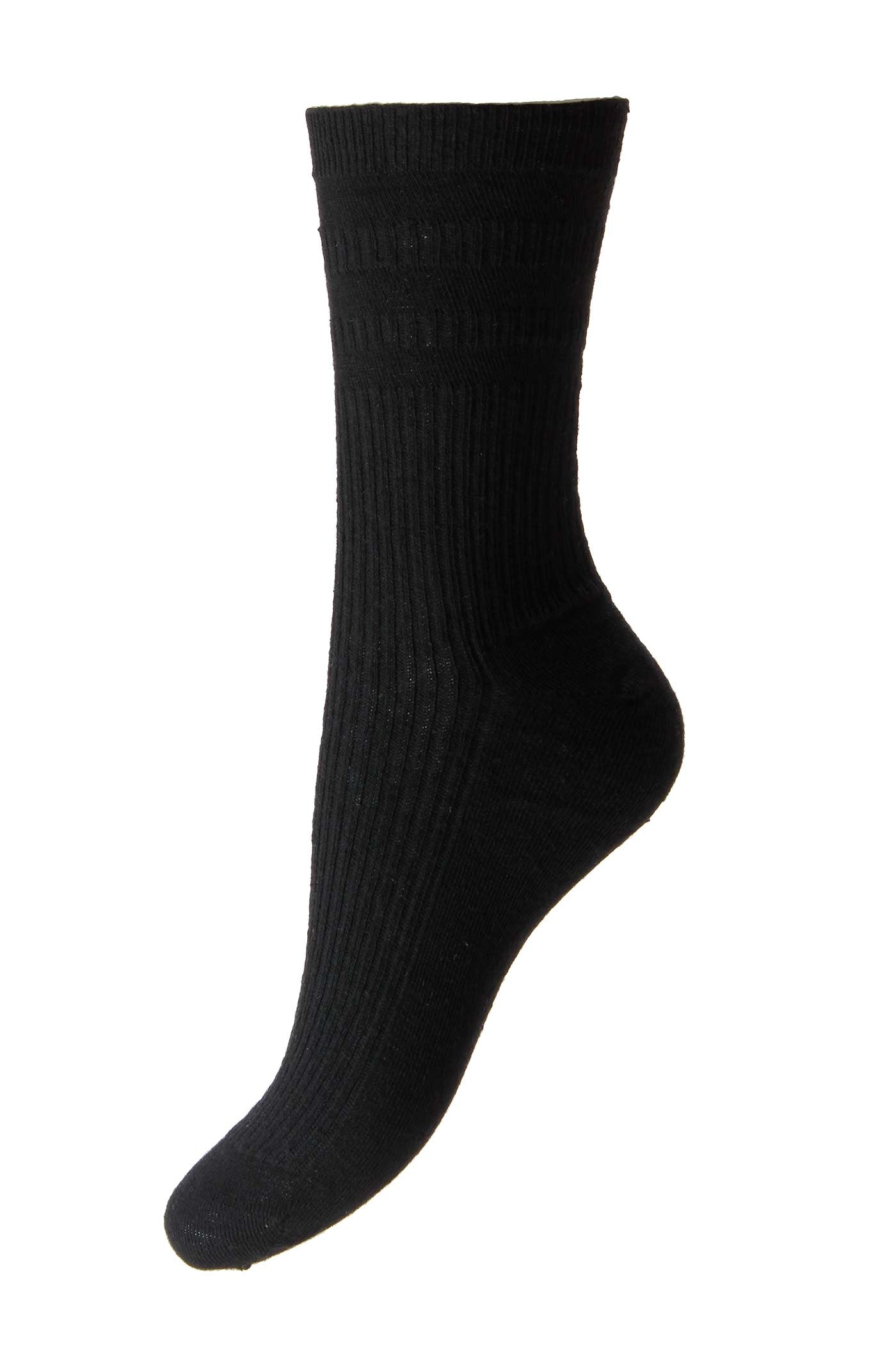 HJ Hall Women's Extra-Wide Wool Softop Socks in Black