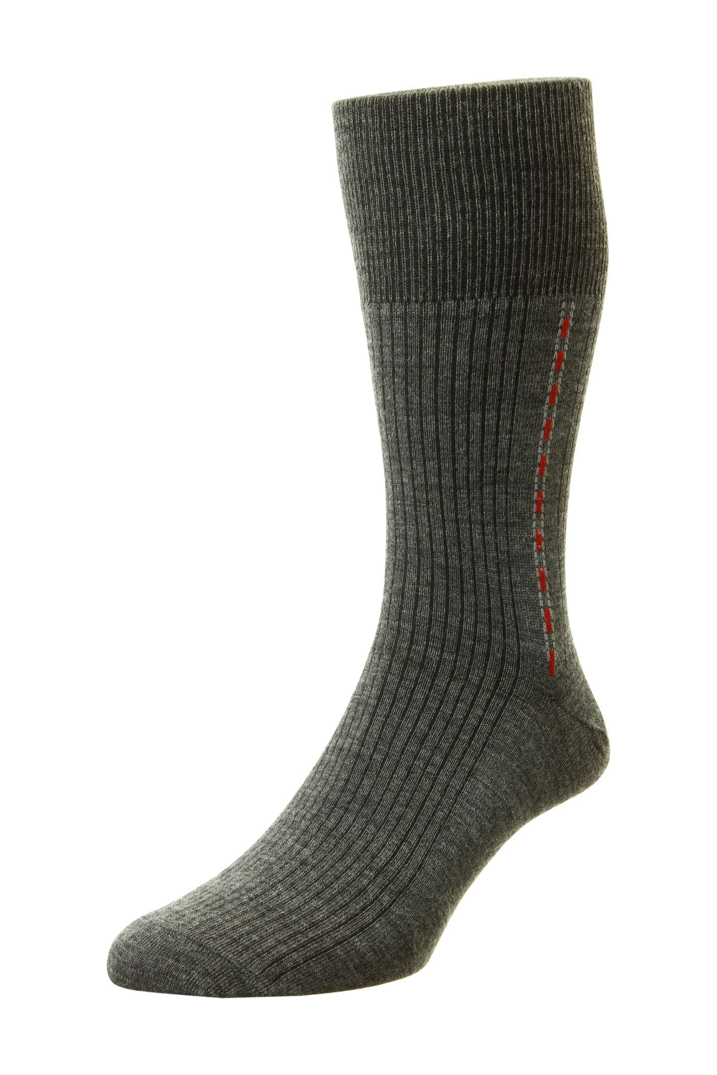 HJ Hall Half Hose Fancy Panel Socks in Mid Grey