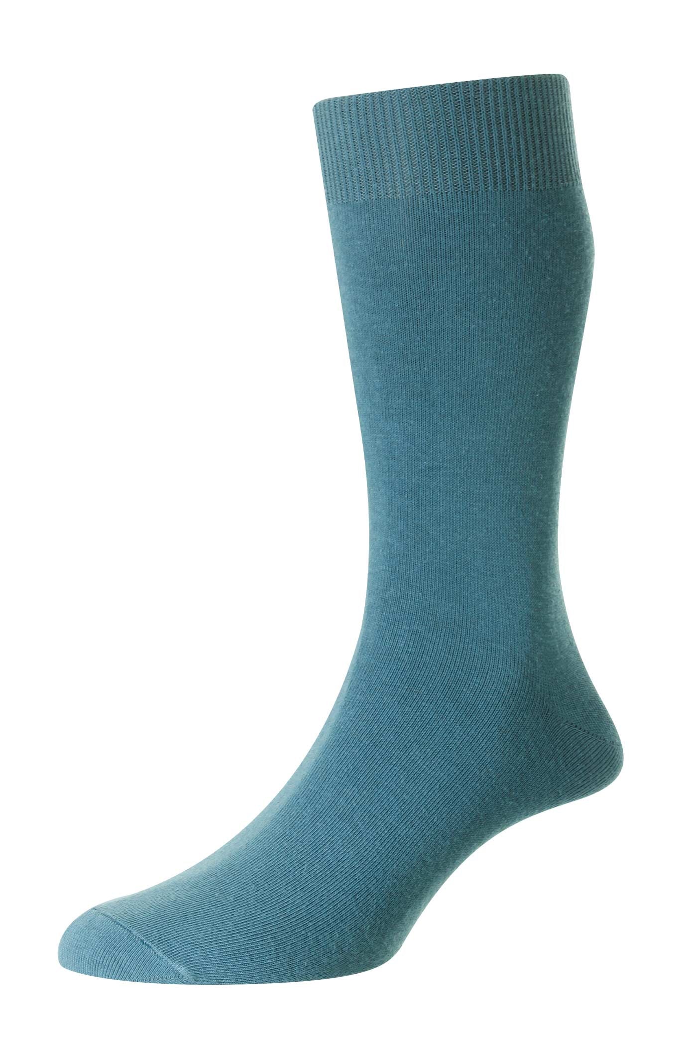HJ Hall Men's Plain Bright Colour Cotton Socks in Dusty Blue