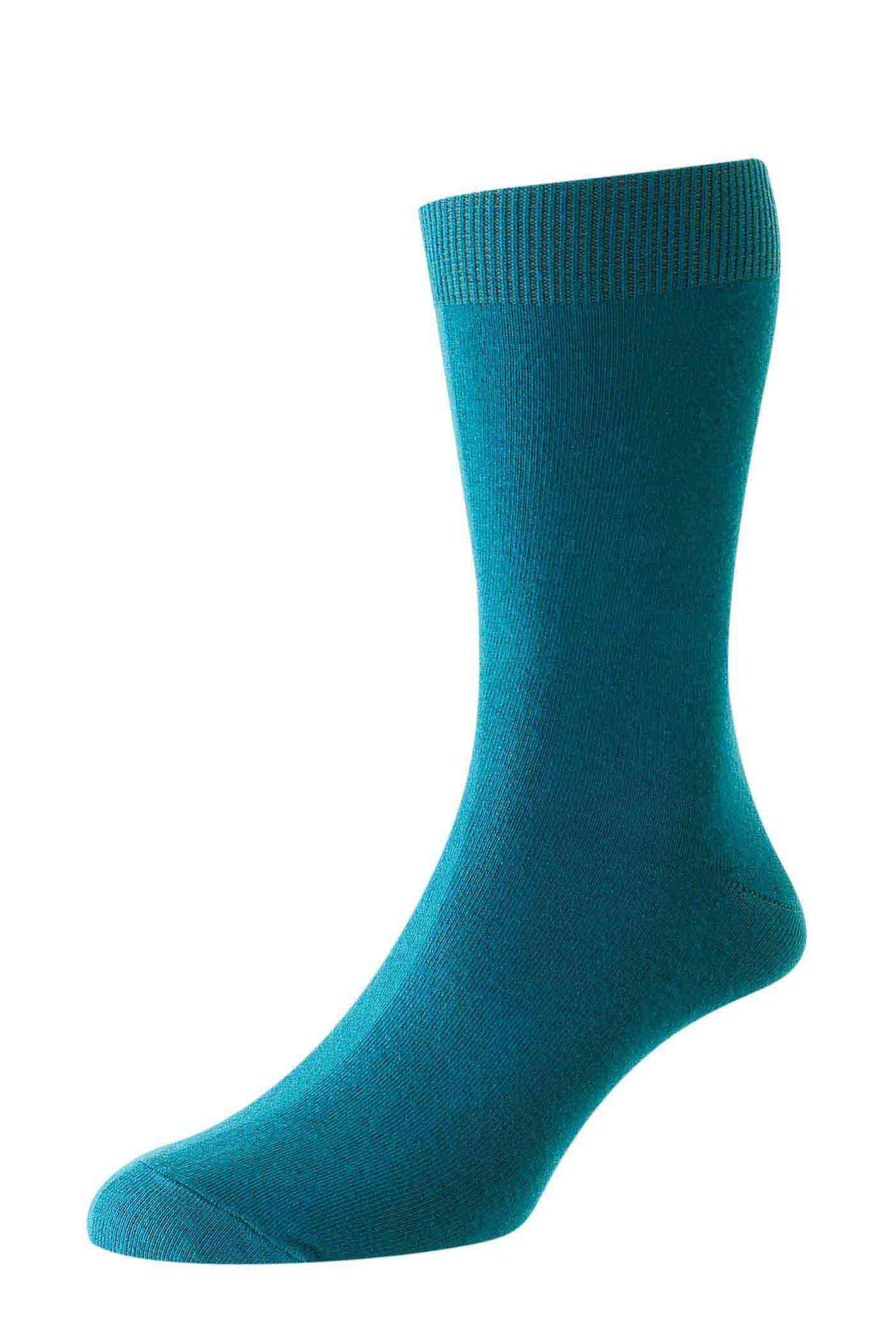 HJ Hall Men's Plain Bright Colour Cotton Socks in Teal