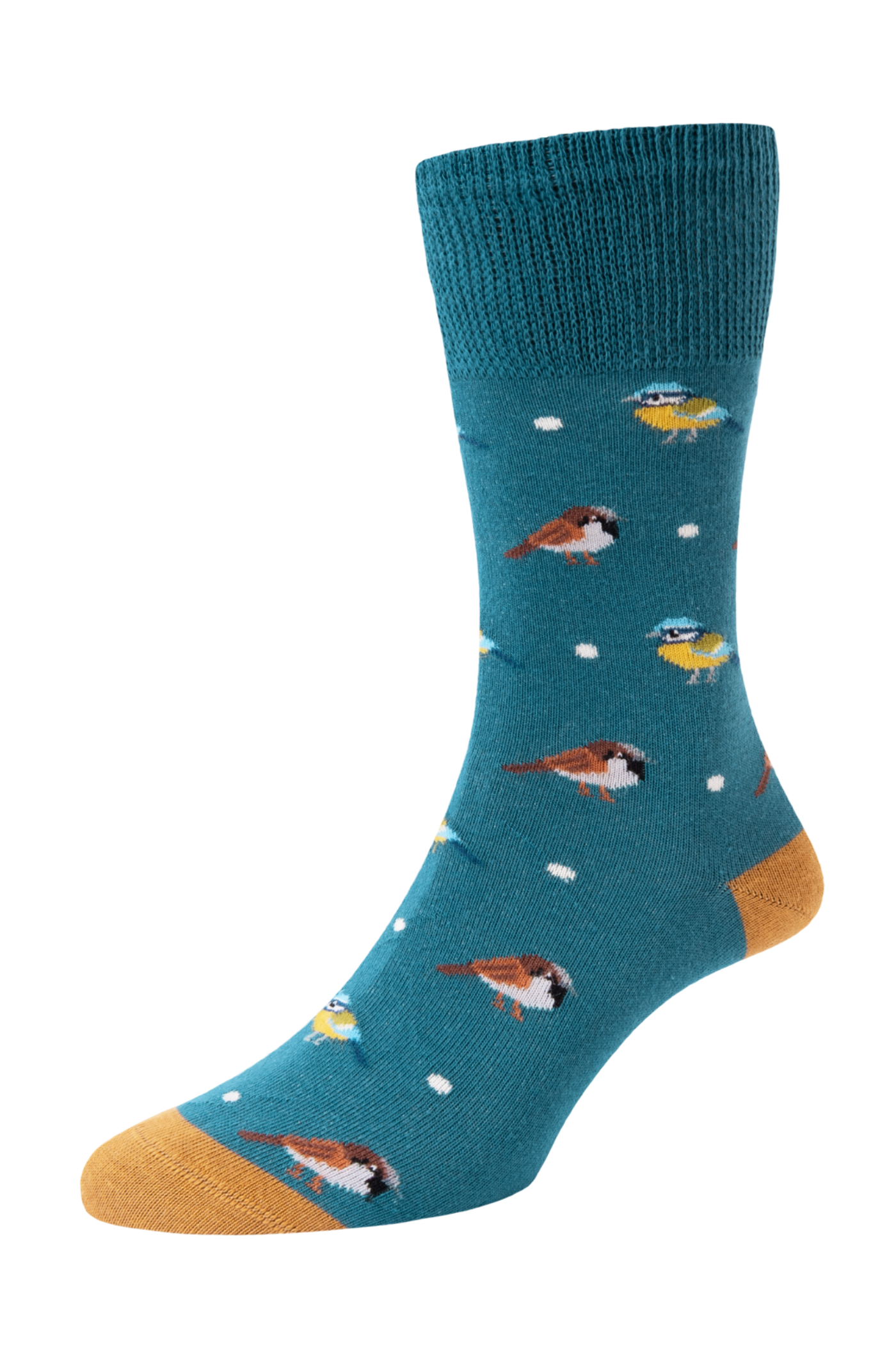 HJ Hall Women's Birds Motif Cotton Comfort Top Socks in Teal