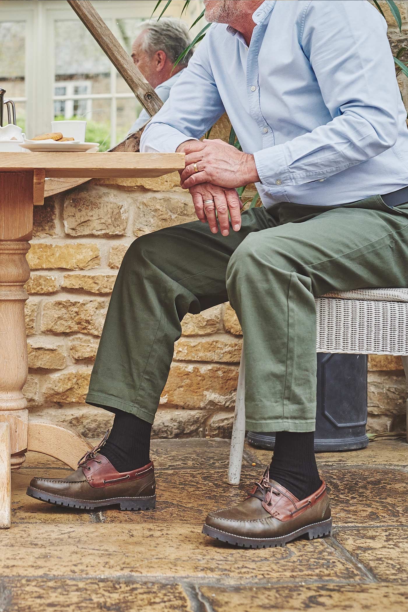 HJ Hall Men's Extra-Wide Wool Softop Socks – lifestyle shot