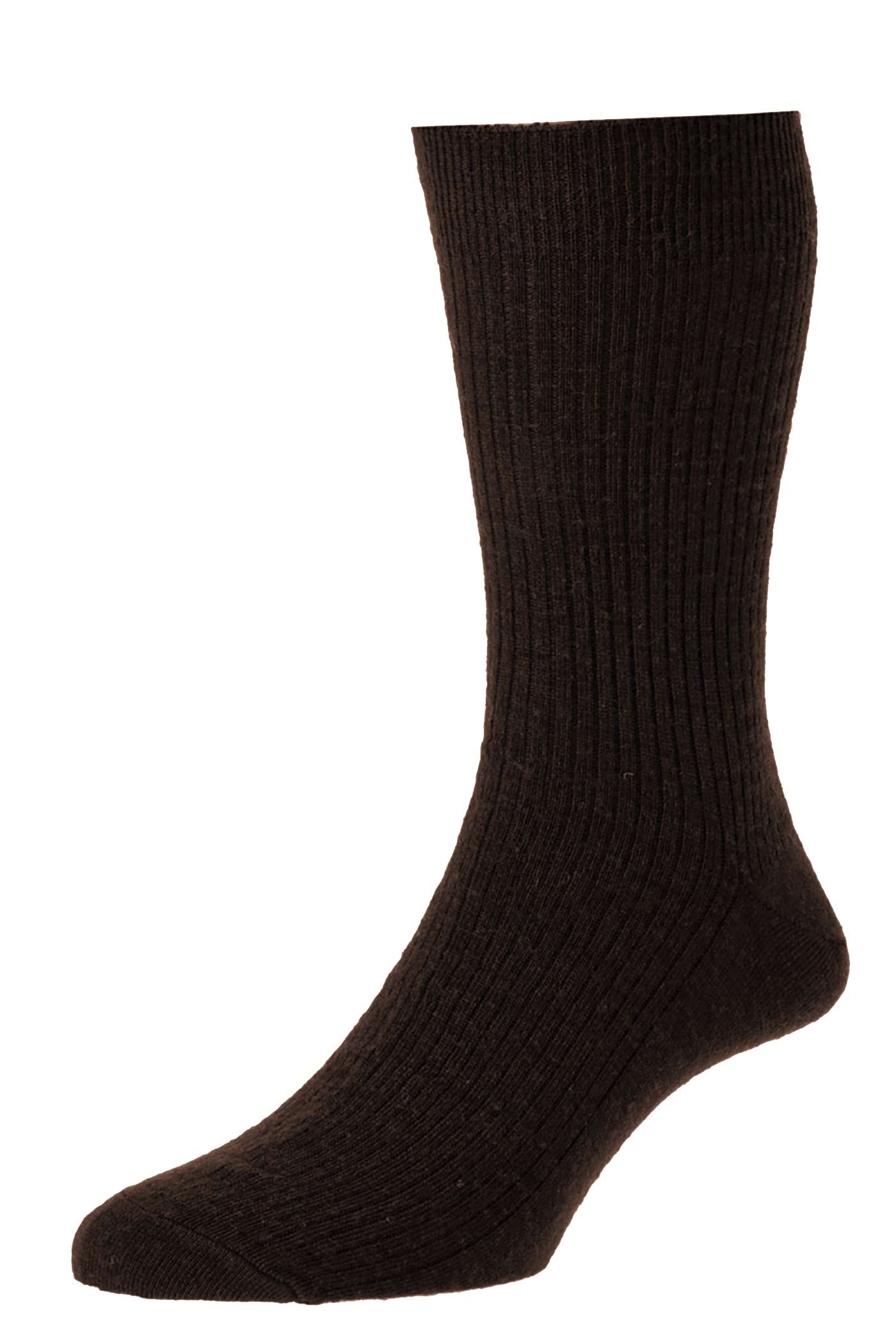 HJ Hall Men's Ribbed Wool Socks - Immaculate in Dk Brown