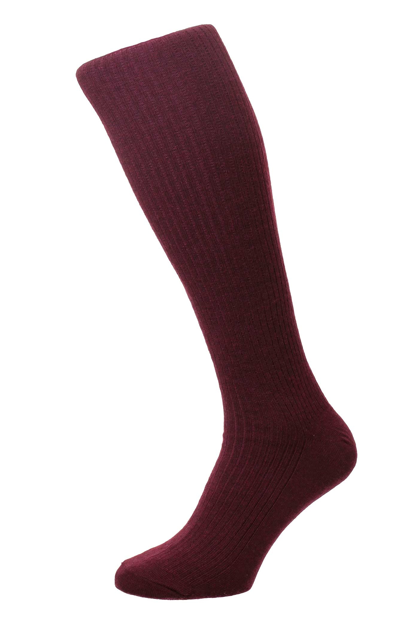 HJ Hall Men's Long Ribbed Wool Socks - Immaculate in Burgundy