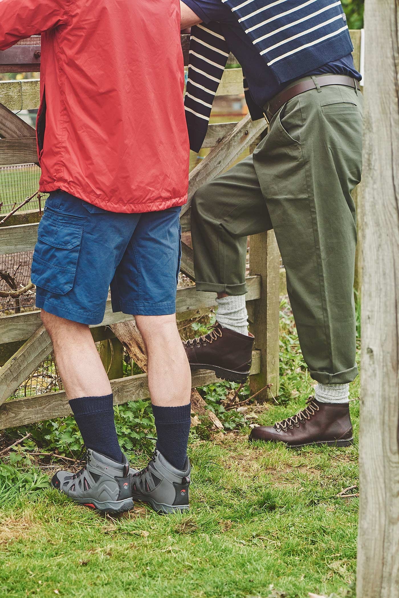 HJ Hall Cushioned Wool Socks - Rambler in Navy – lifestyle shot