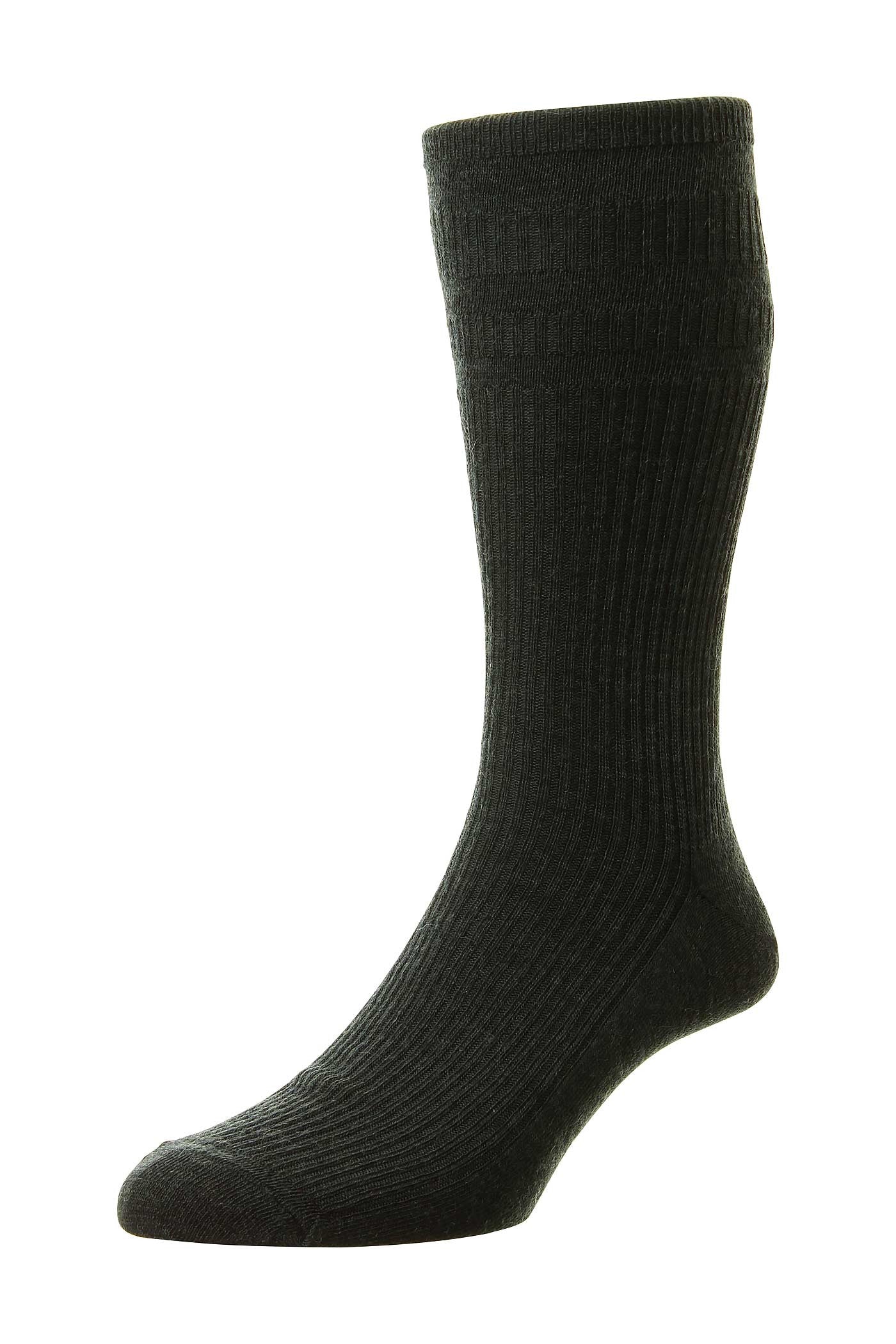HJ Hall Men's Ribbed Wool Softop Socks in Charcoal