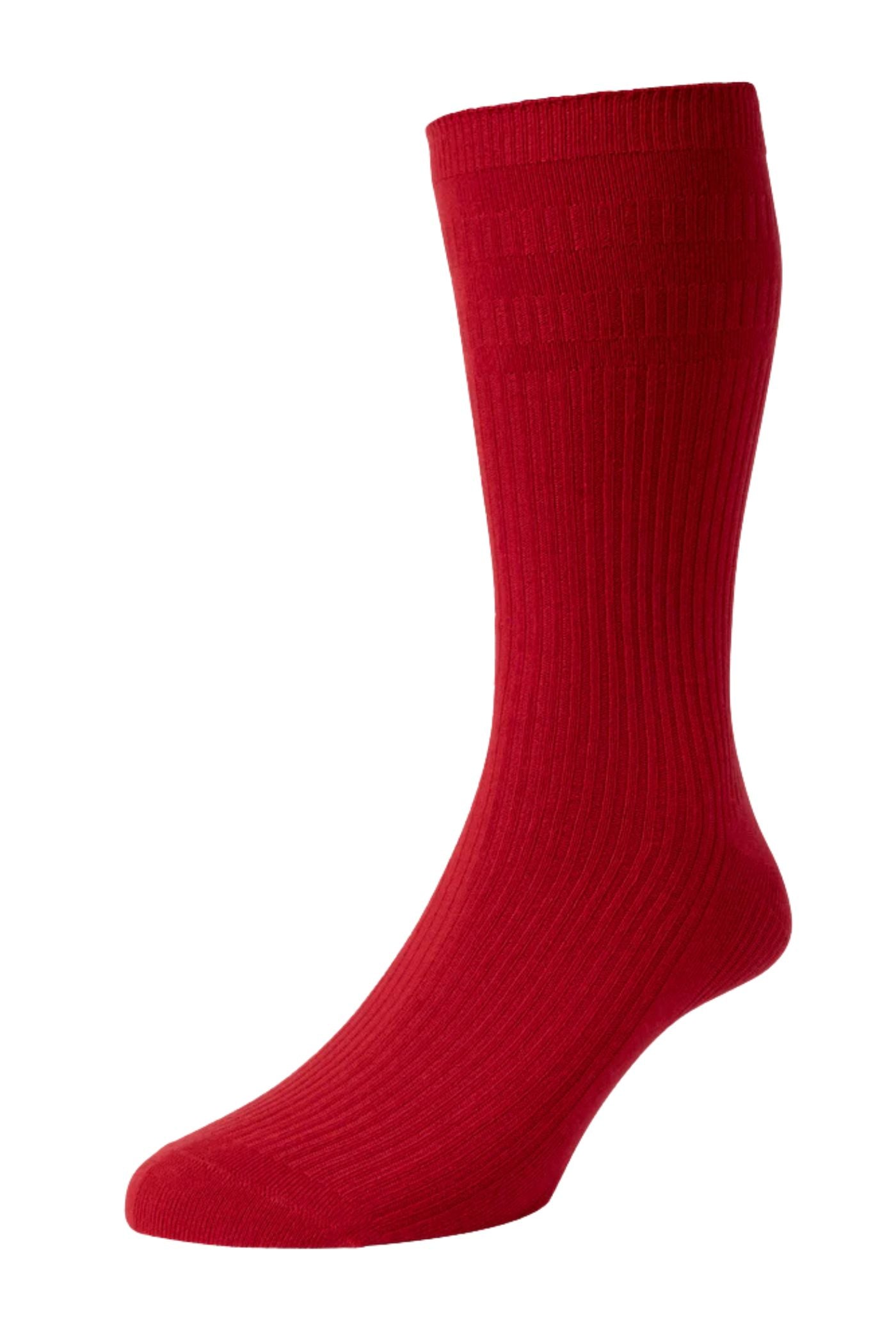 HJ Hall Men's Ribbed Bamboo Softop Socks in Red